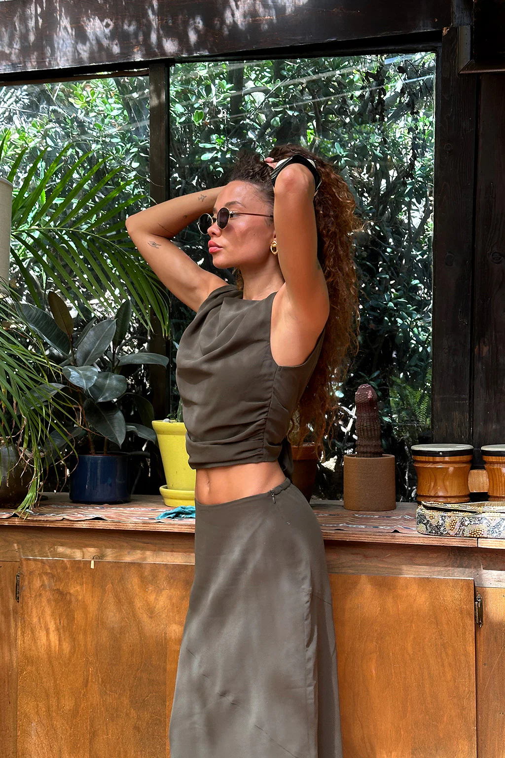 Mila Olive Maxi Skirt - Image 5