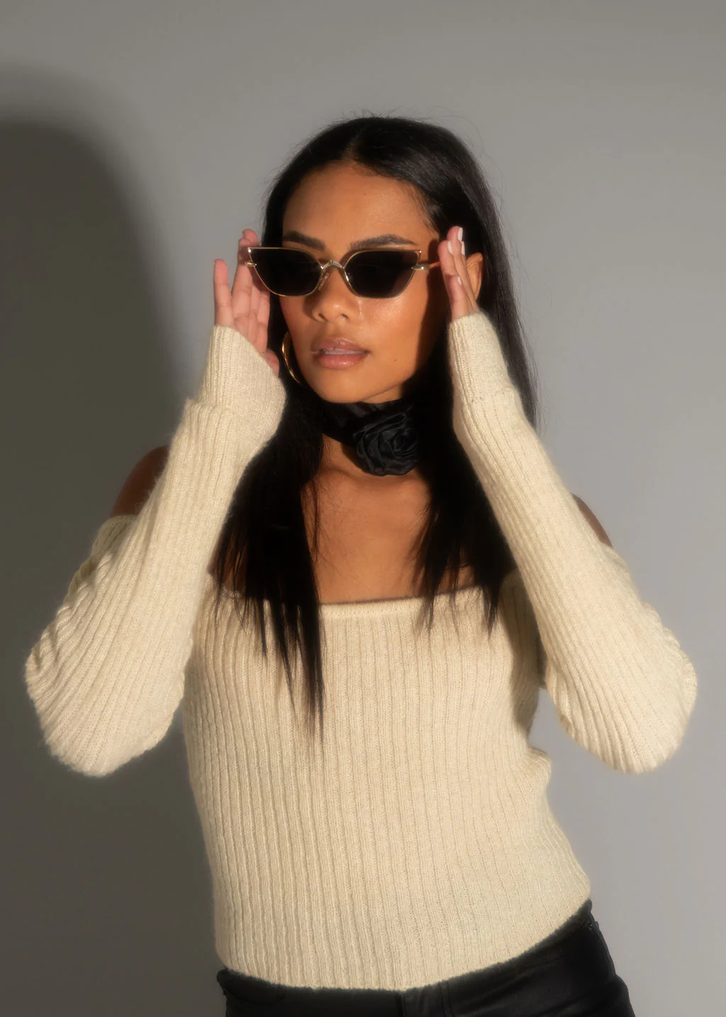 Miley Beige Off The Shoulder Sweater - Image 3
