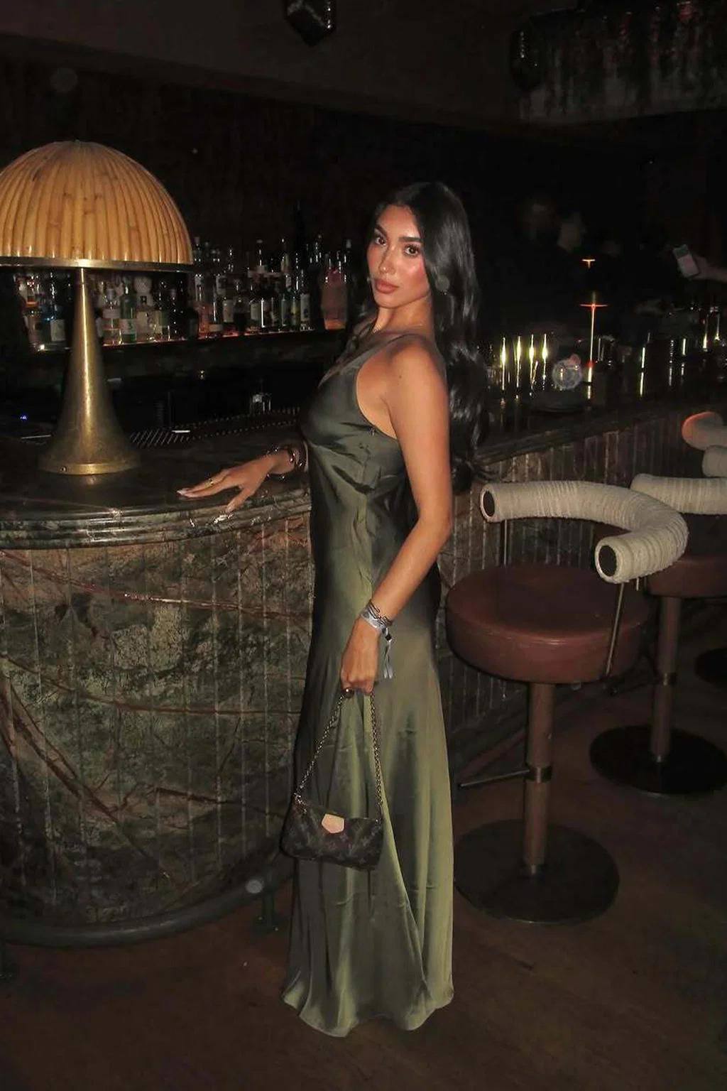 Mirabella Olive Satin Ombre Maxi Dress - Image 10