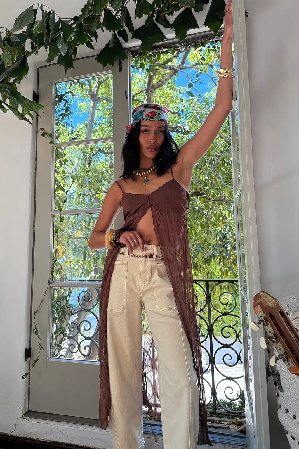 Mischa Brown Longline Cami Top - Image 3