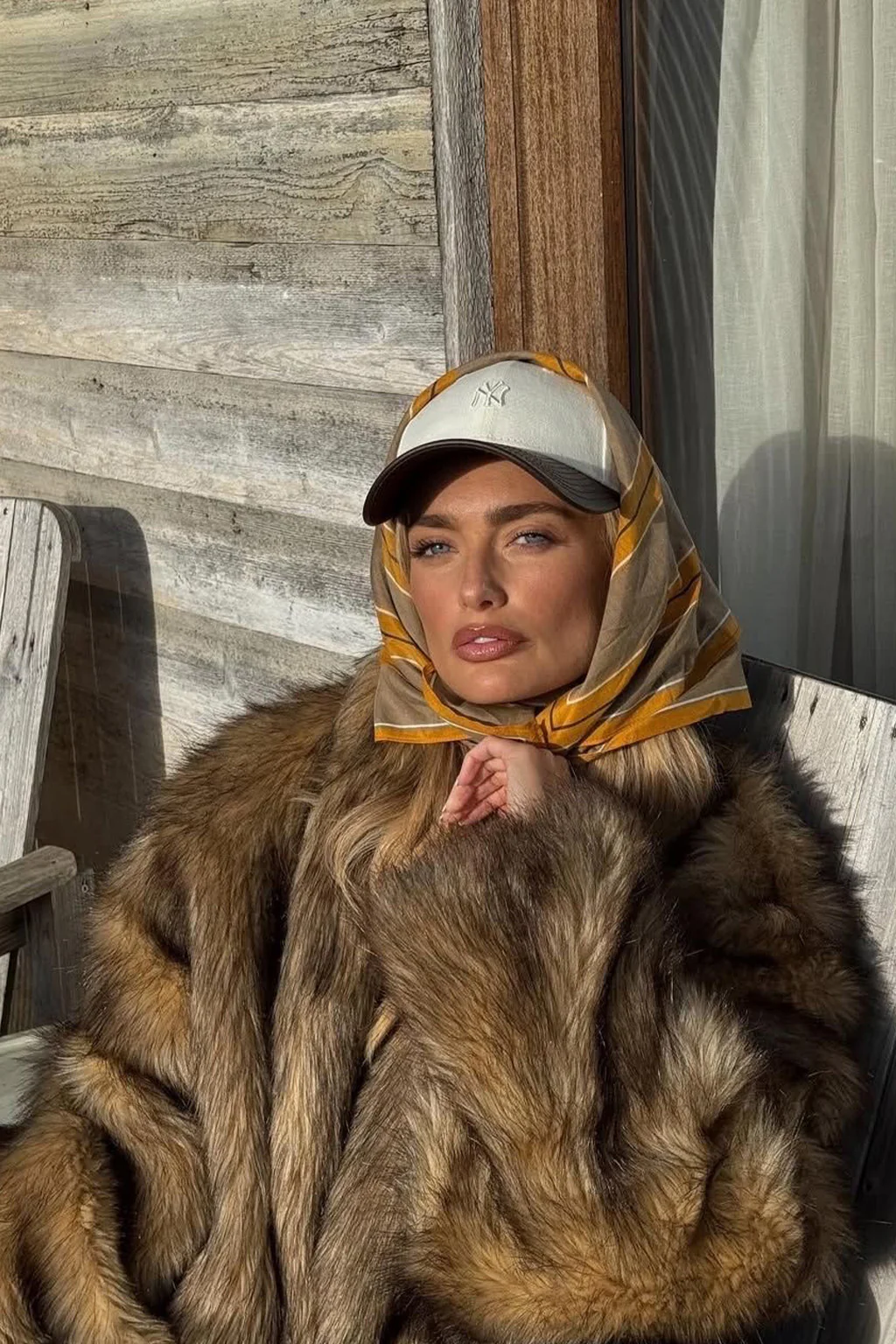 Misty Brown Faux Fur Coat - Image 3