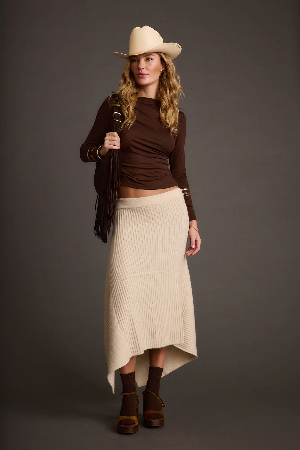 Mod Cream Asymmetrical Skirt