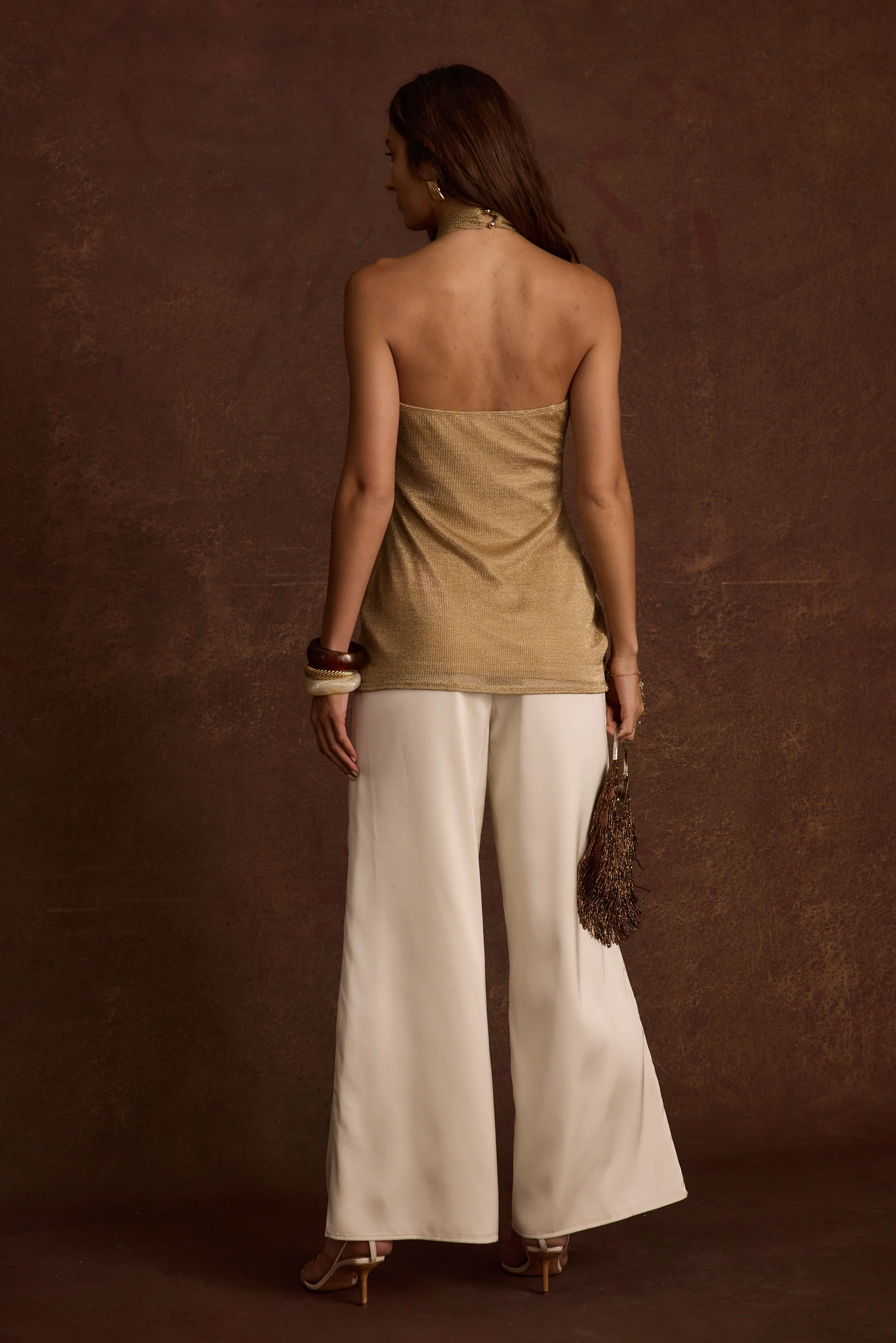 Moonlit Kiss Gold Lurex Halter Top - Image 6