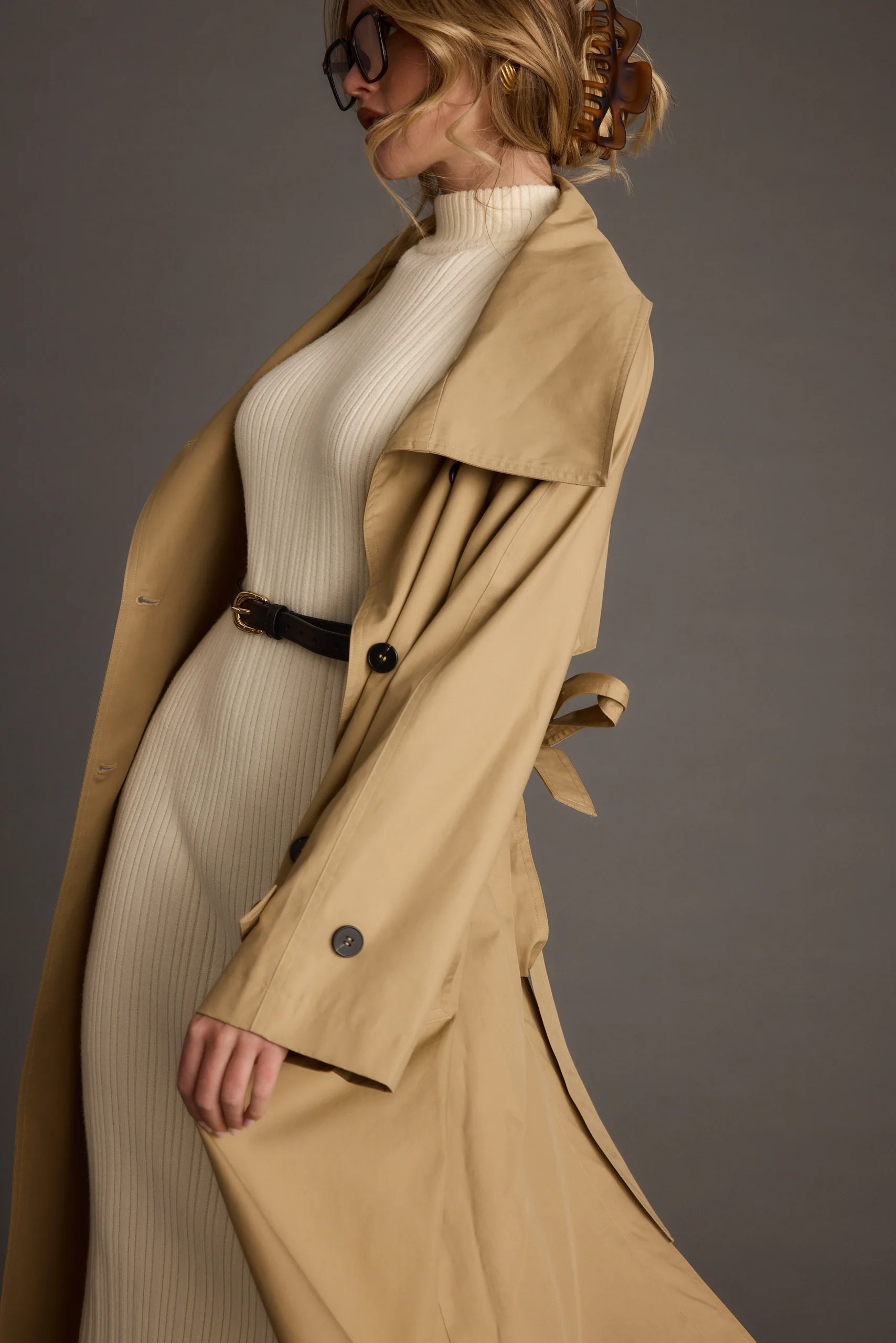Moss Khaki Classic Trench Coat - Image 10