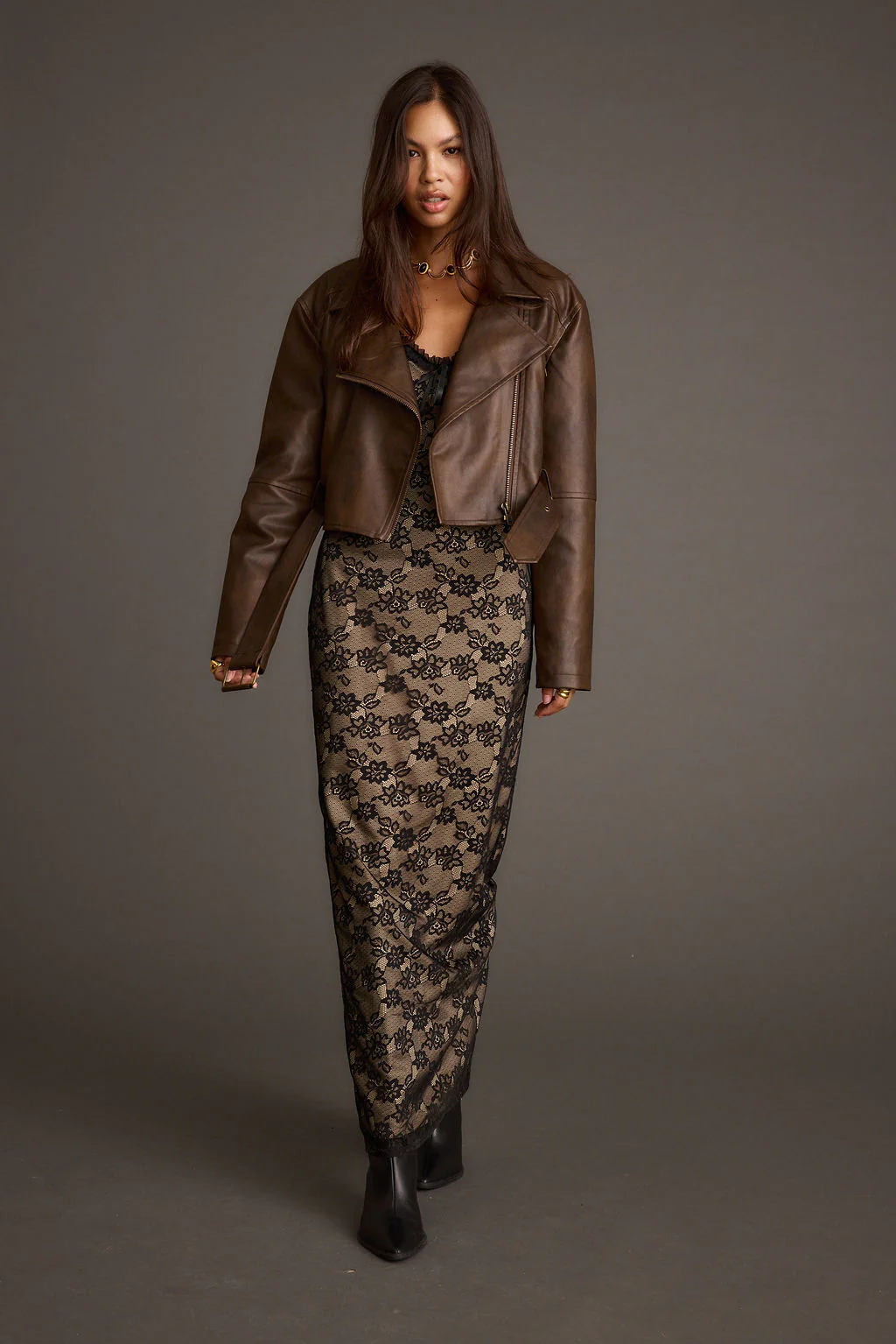 Mulholland Mocha Vegan Leather Moto Jacket - Image 8