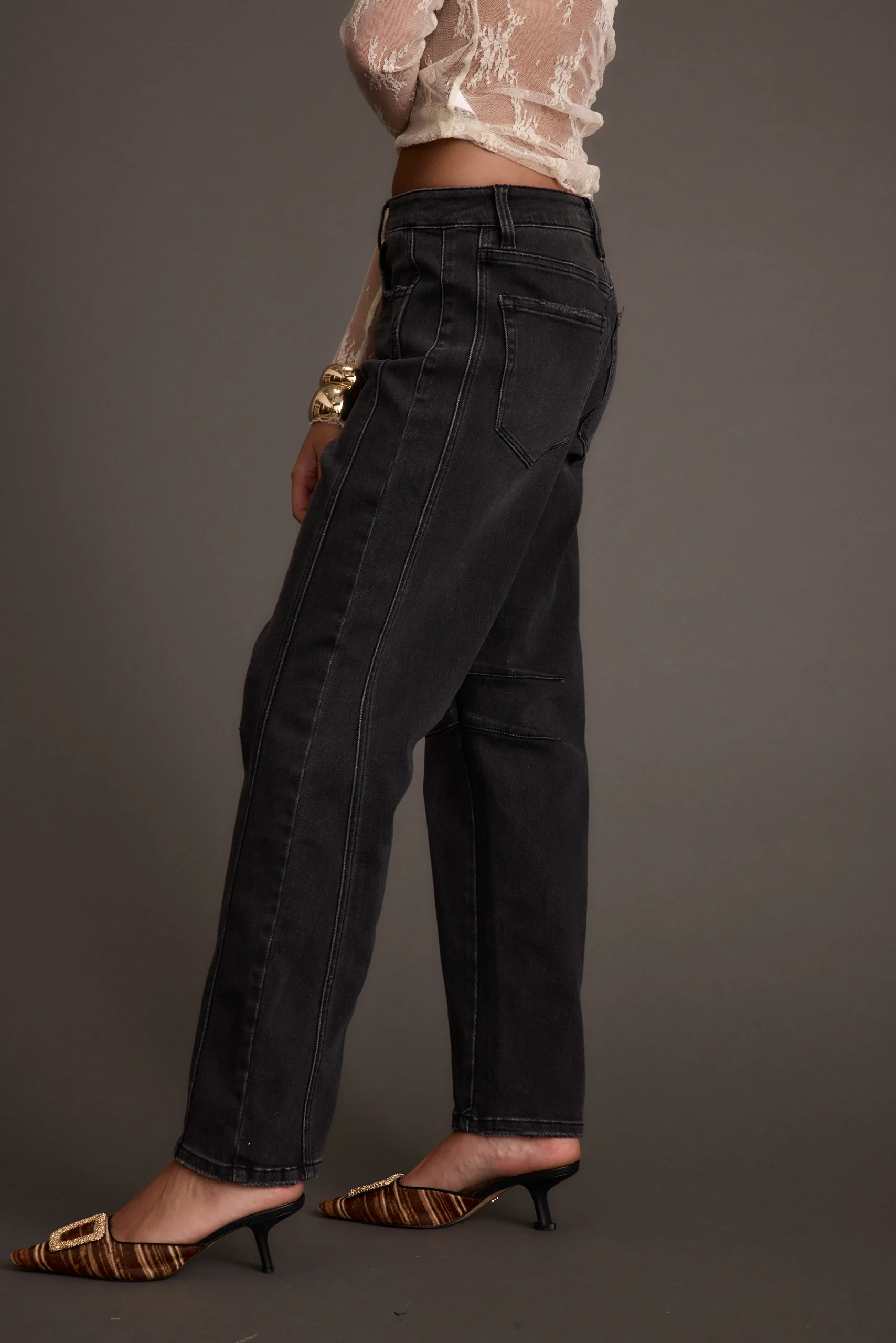 Muse Washed Black Barrel Denim Jeans - Image 6