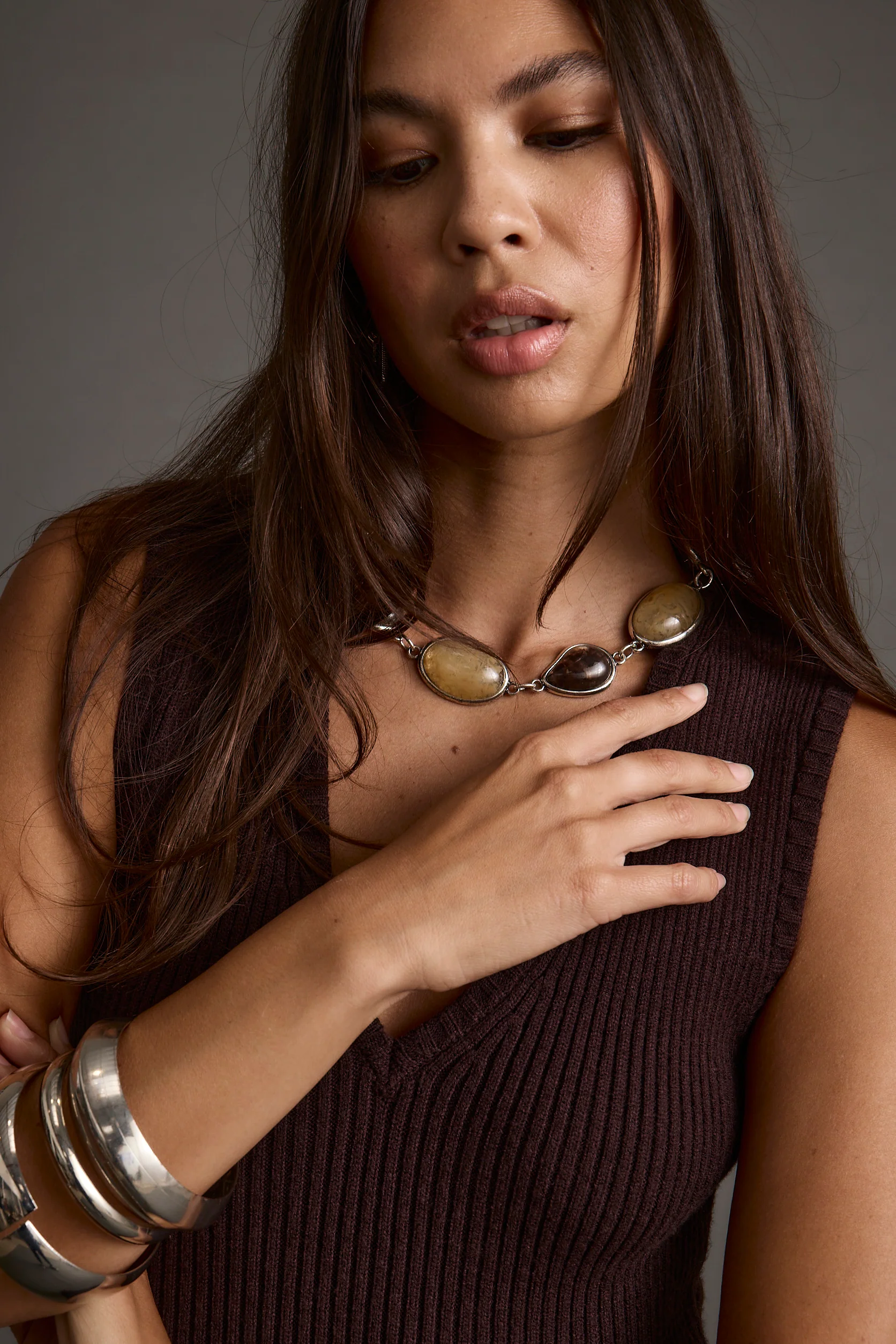 Myra Gold and Stone Statement Necklace - Image 3