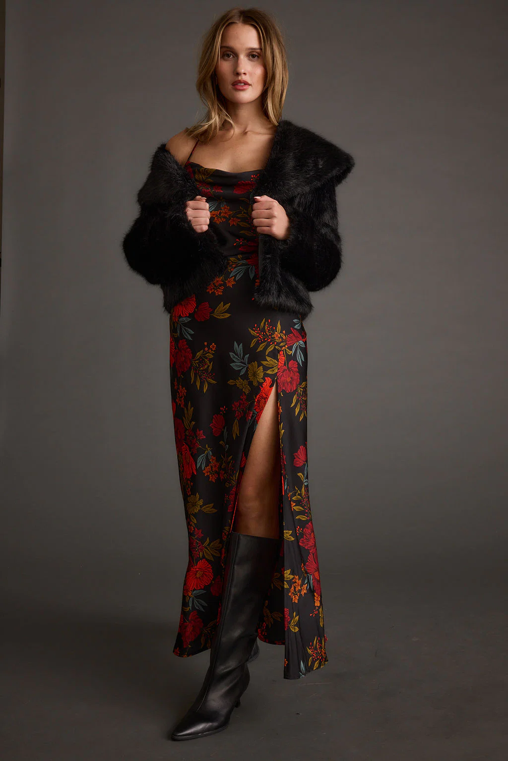 Natalia Black Floral Maxi Dress - Image 10