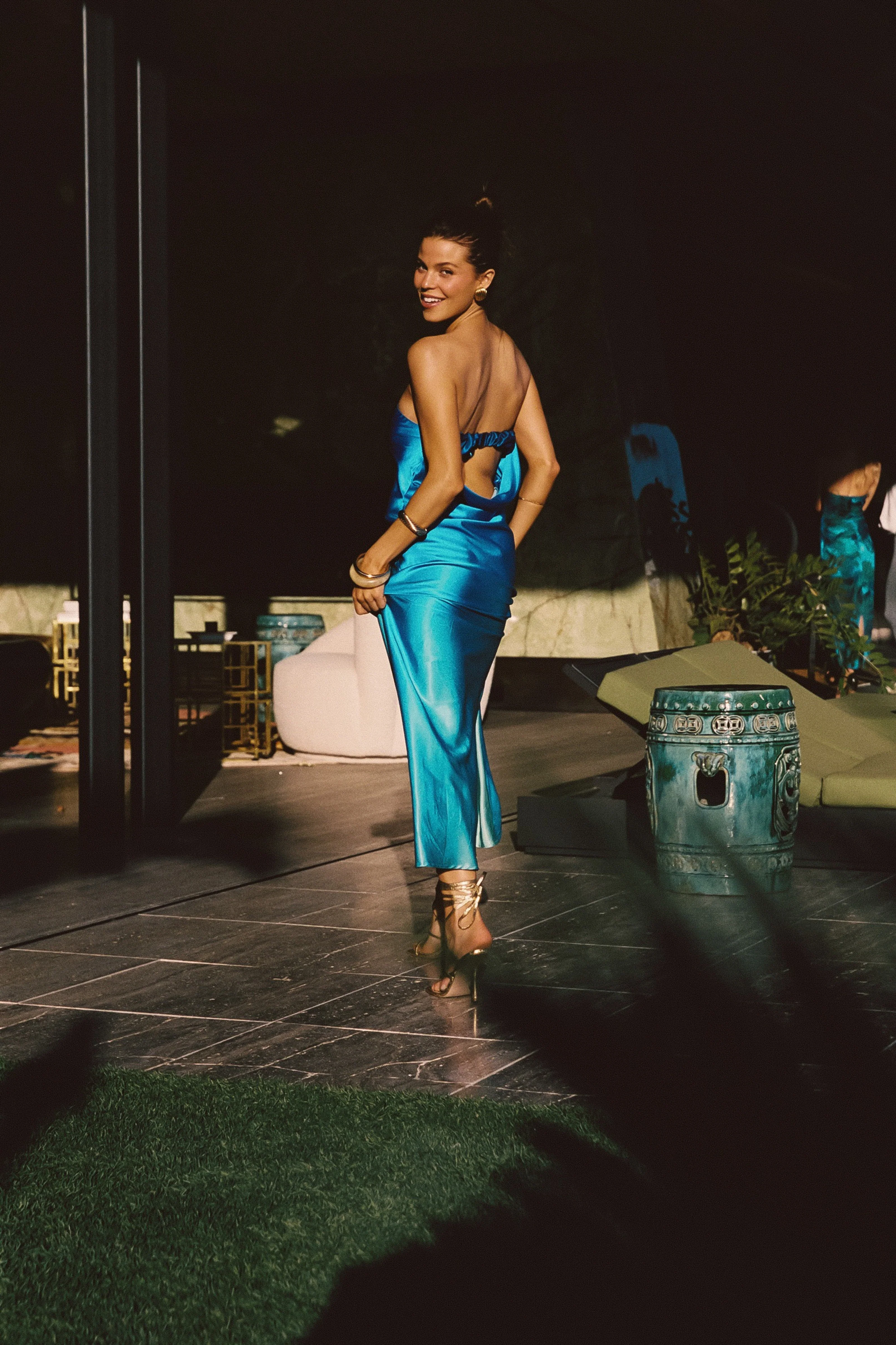 Natalia Blue Ombre Strapless Maxi Dress - Image 3