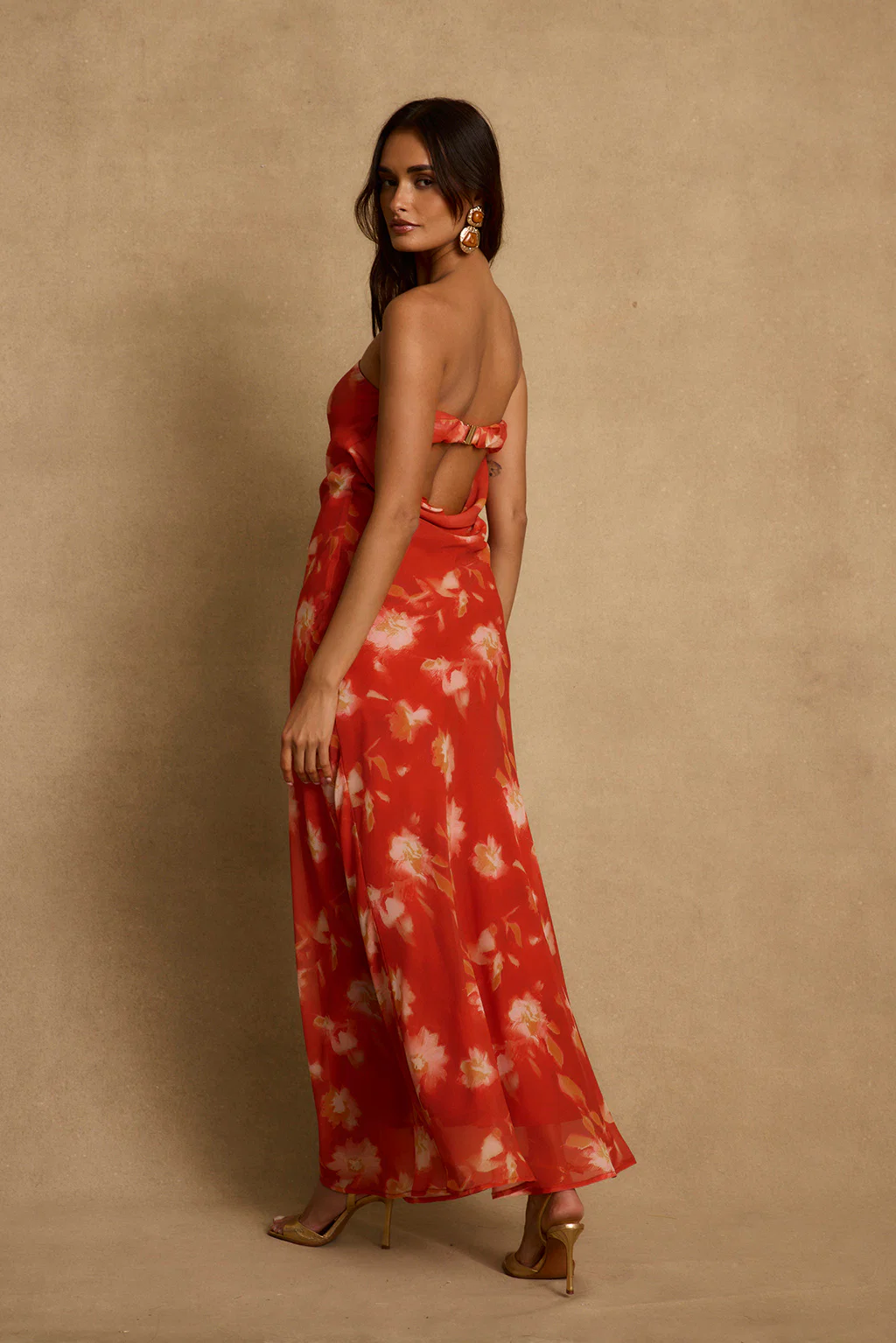 Natalia Poppy Red Strapless Maxi Dress - Image 2