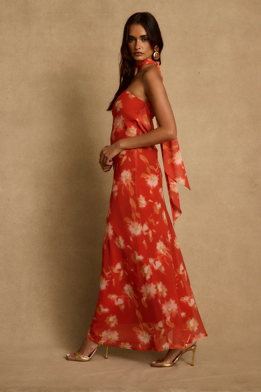 Natalia Poppy Red Strapless Maxi Dress - Image 3