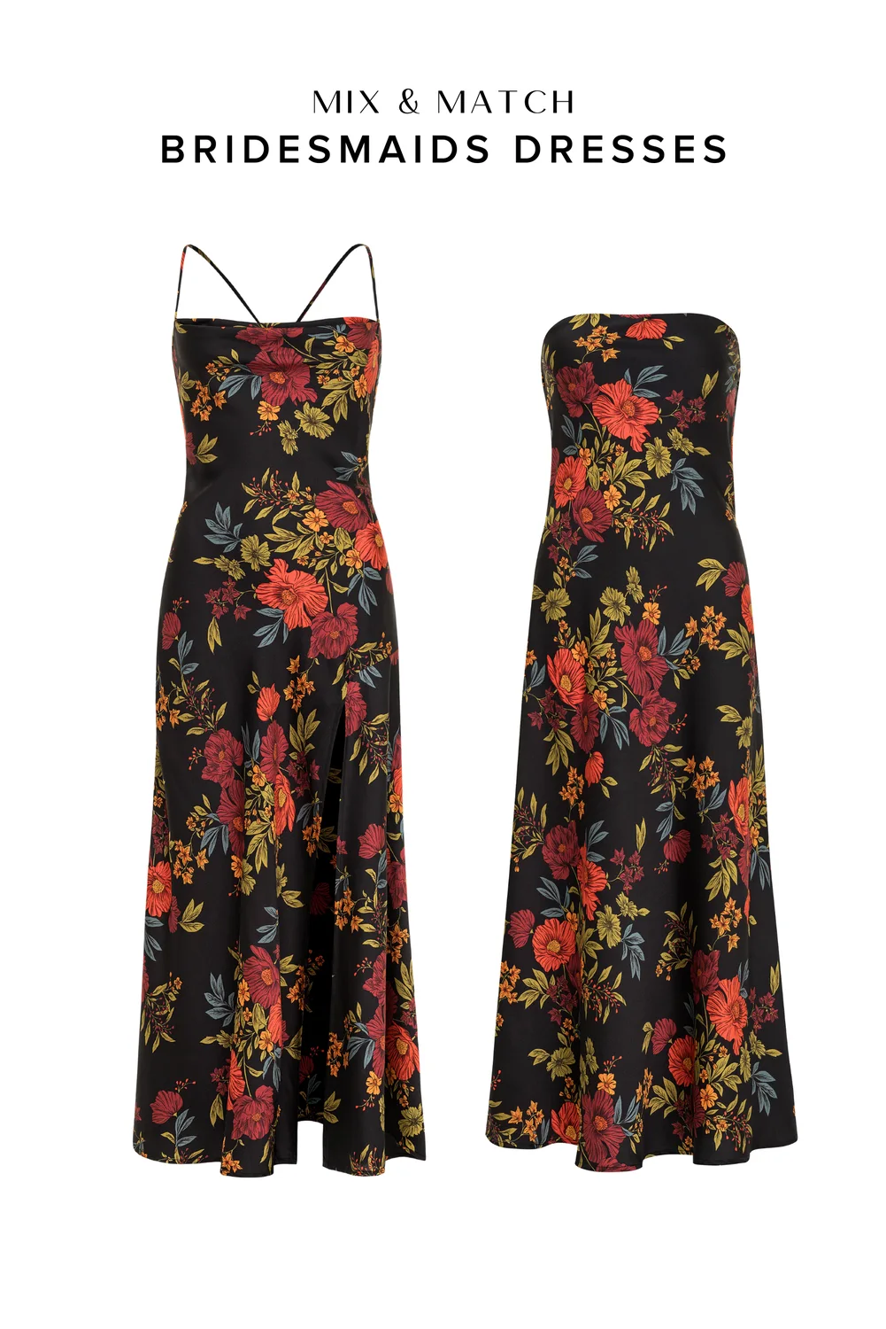 Natalia Black Floral Strapless Maxi Dress - Image 11