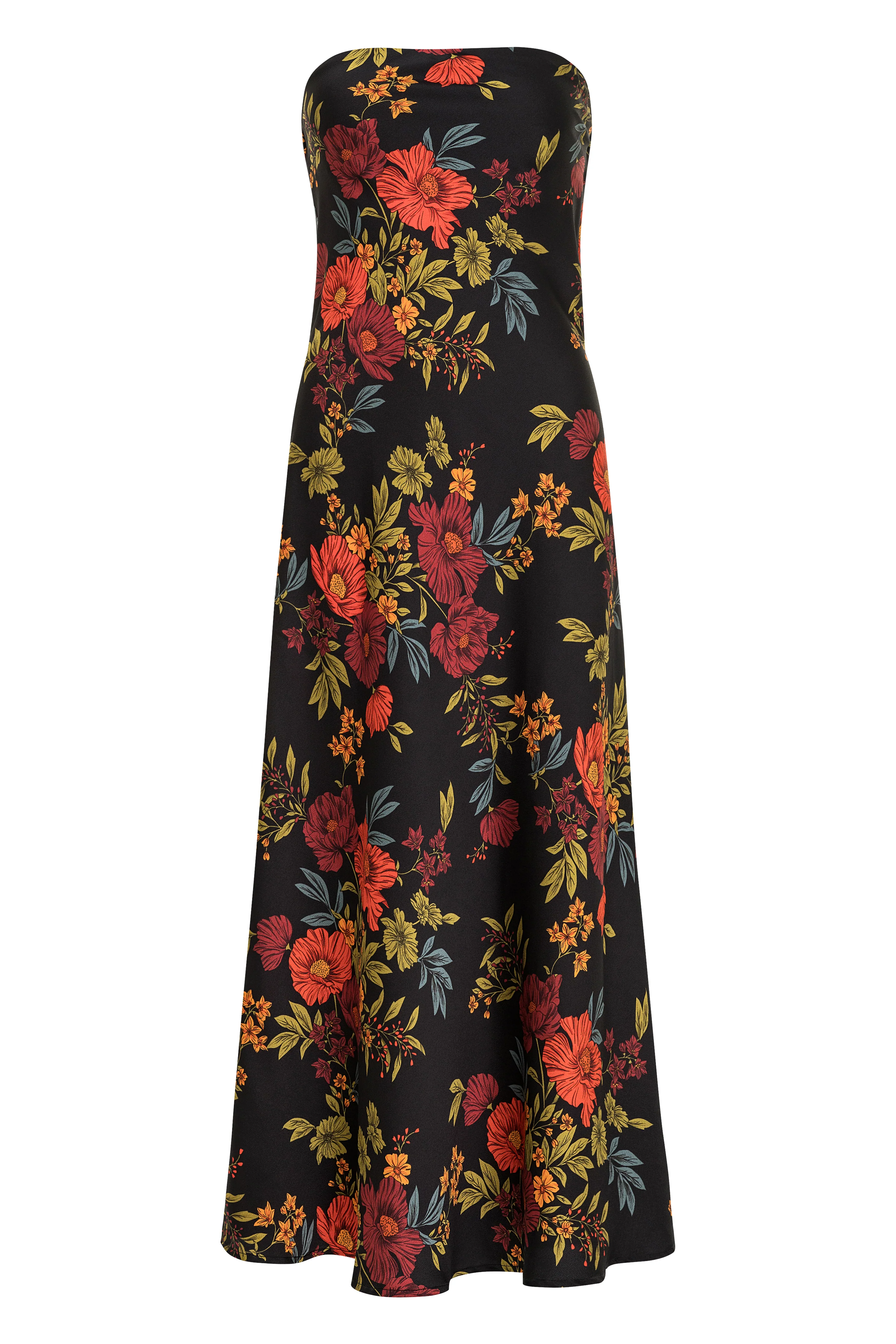 Natalia Black Floral Strapless Maxi Dress - Image 3