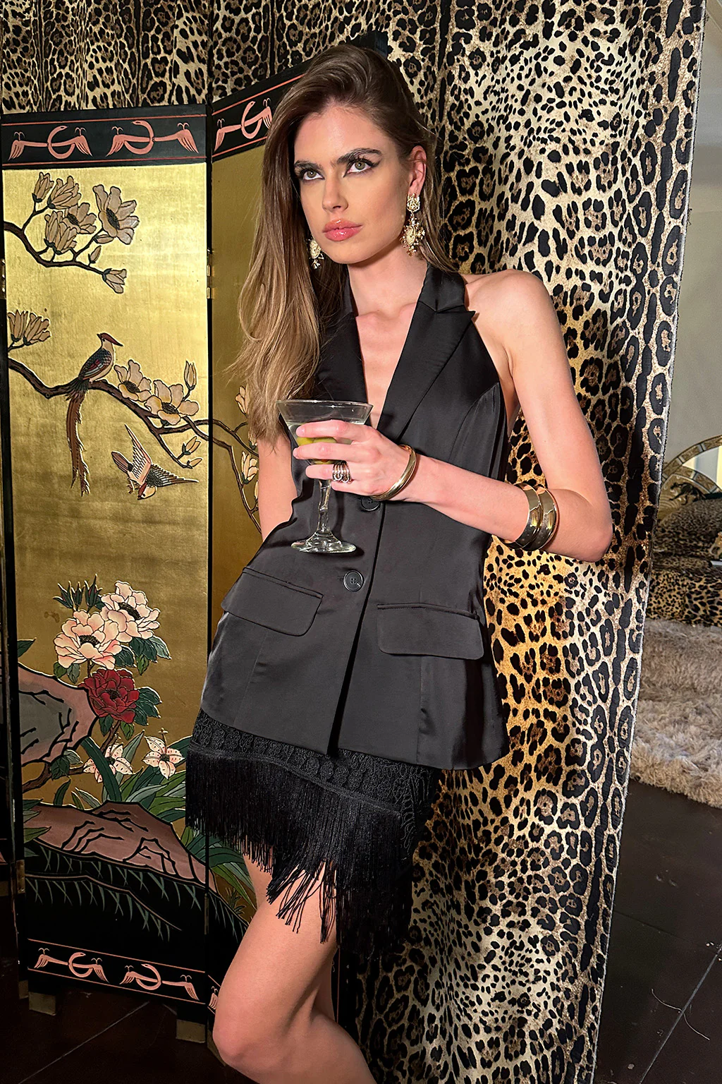 Noir Black Satin Longline Vest - Image 2