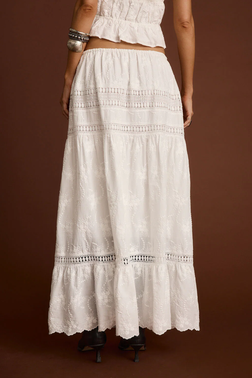 Nomad White Embroidered Maxi Skirt - Image 2