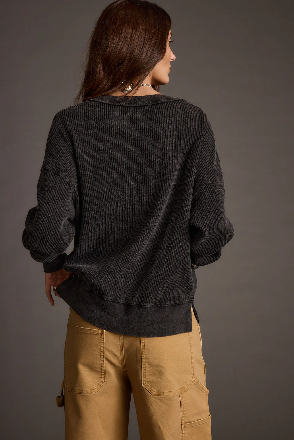 Not Your Ex's Washed Black Waffle Knit Top - Image 2