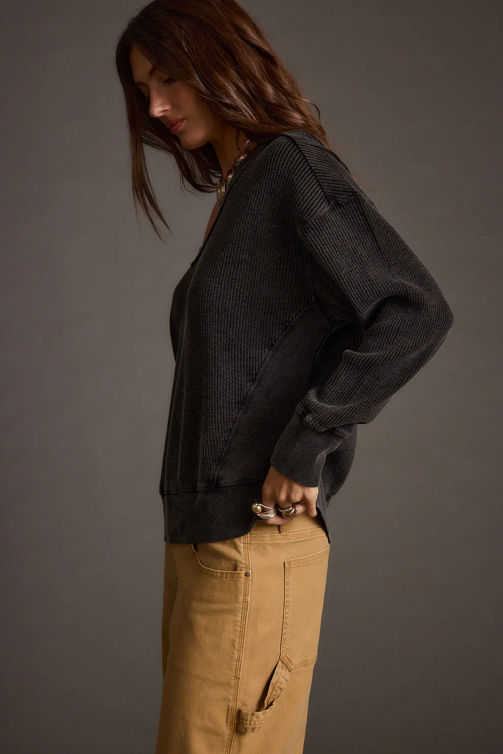 Not Your Ex's Washed Black Waffle Knit Top - Image 8