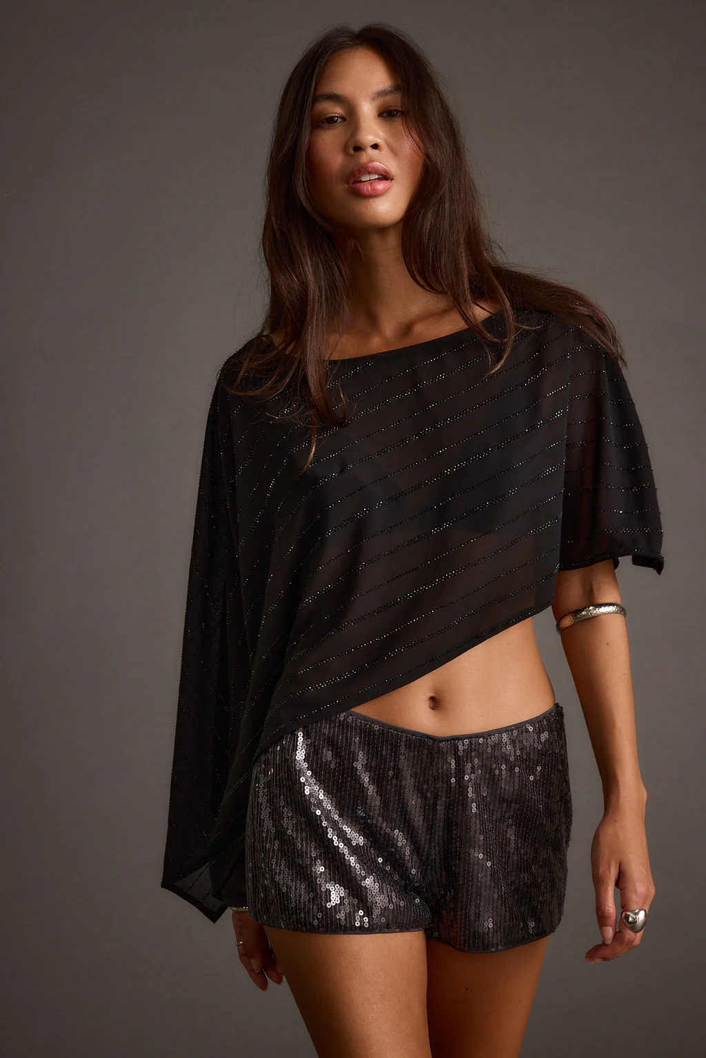 Oasis Black Rhinestone Shawl - Image 3