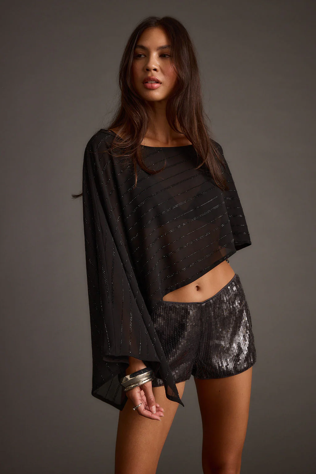 Oasis Black Rhinestone Shawl - Image 4