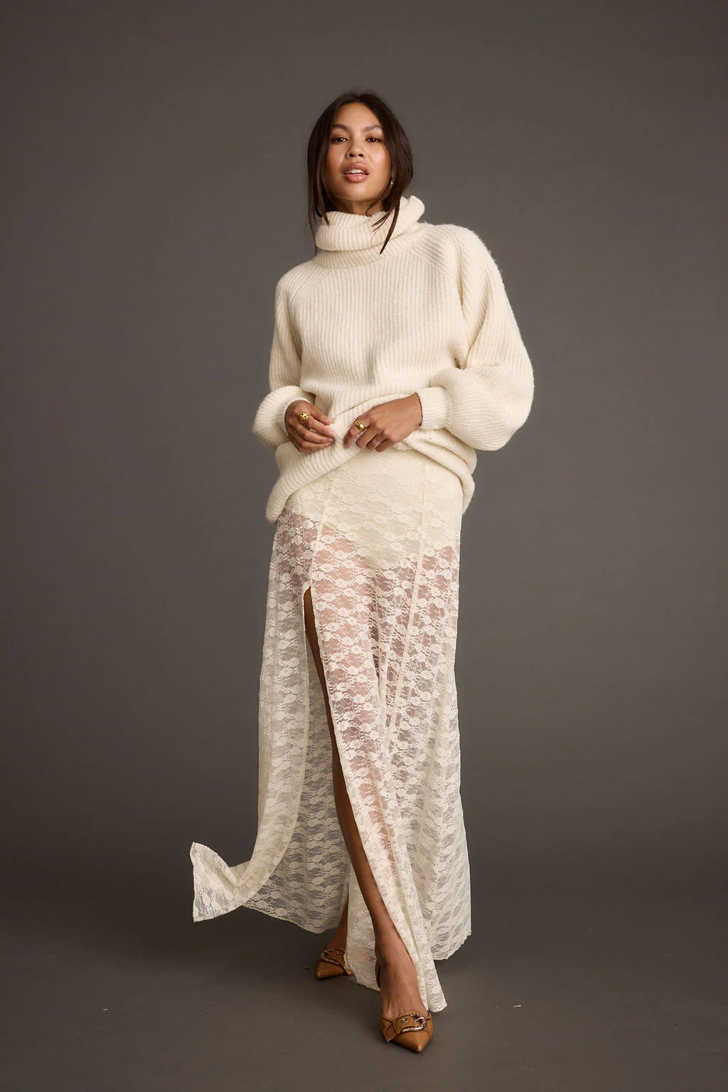 Odessa White Lace Maxi Skirt - Image 3