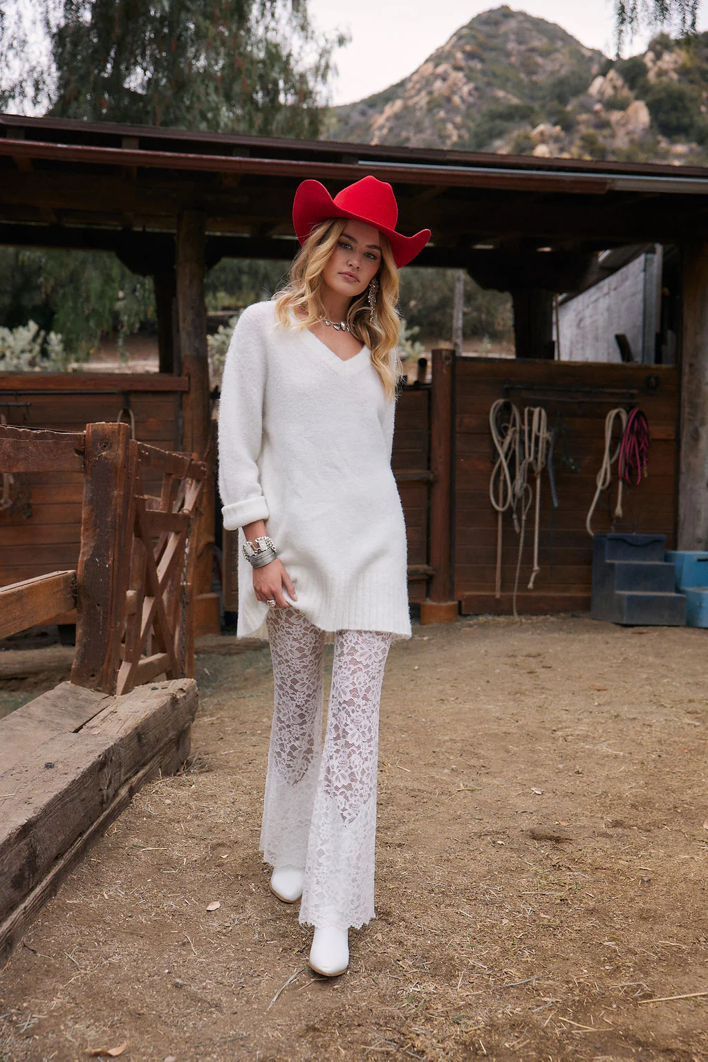 Olivia White V-Neck Sweater Dress - Image 6