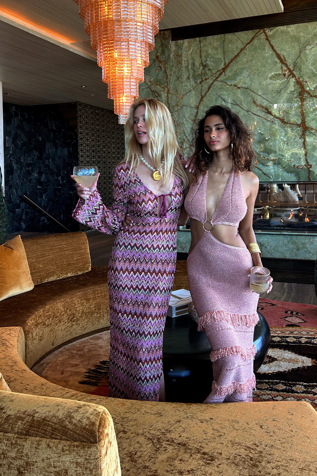 Palermo Pink Crochet Plunge Maxi Dress - Image 7