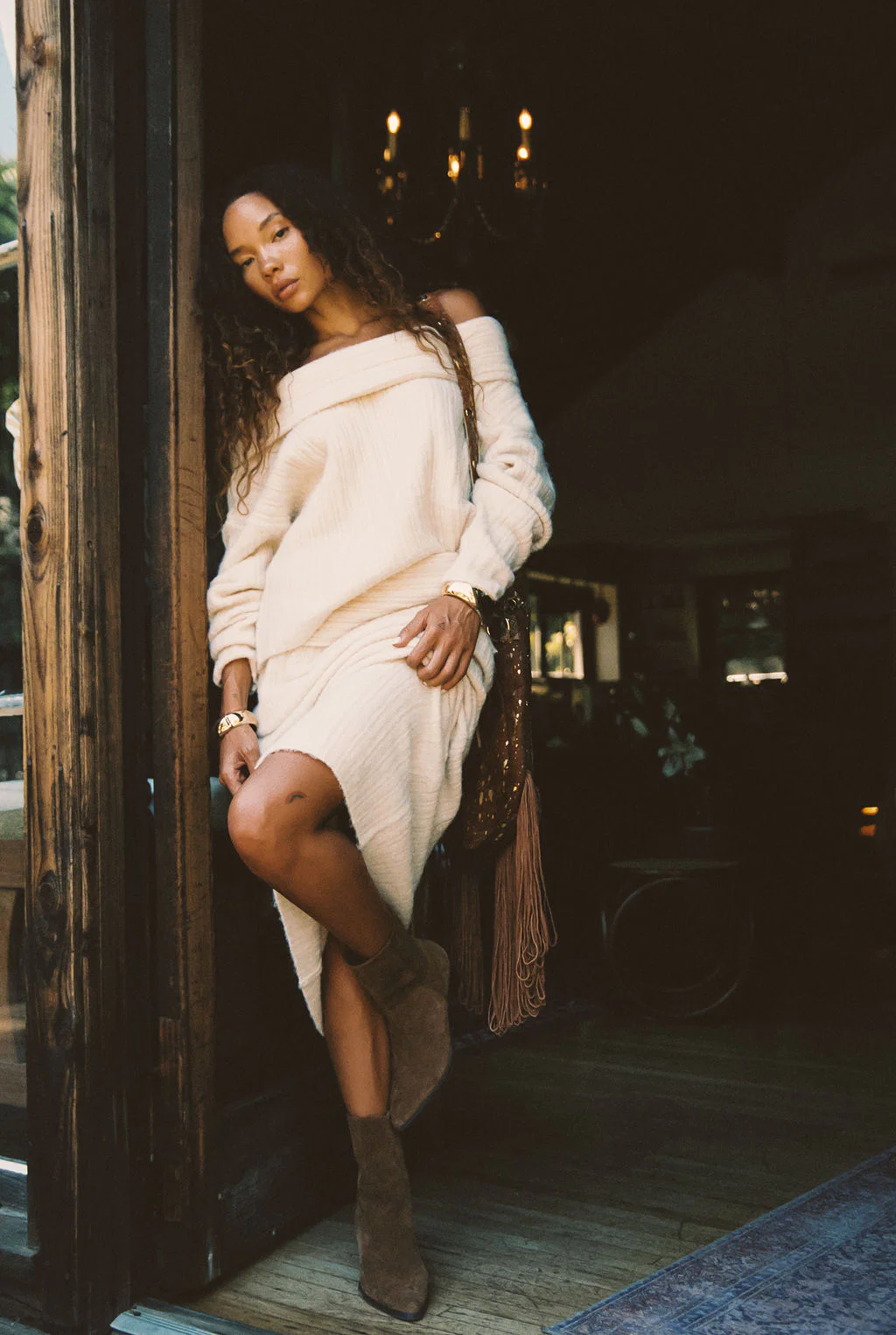 Pamela Beige Sweater Maxi Skirt - Image 9