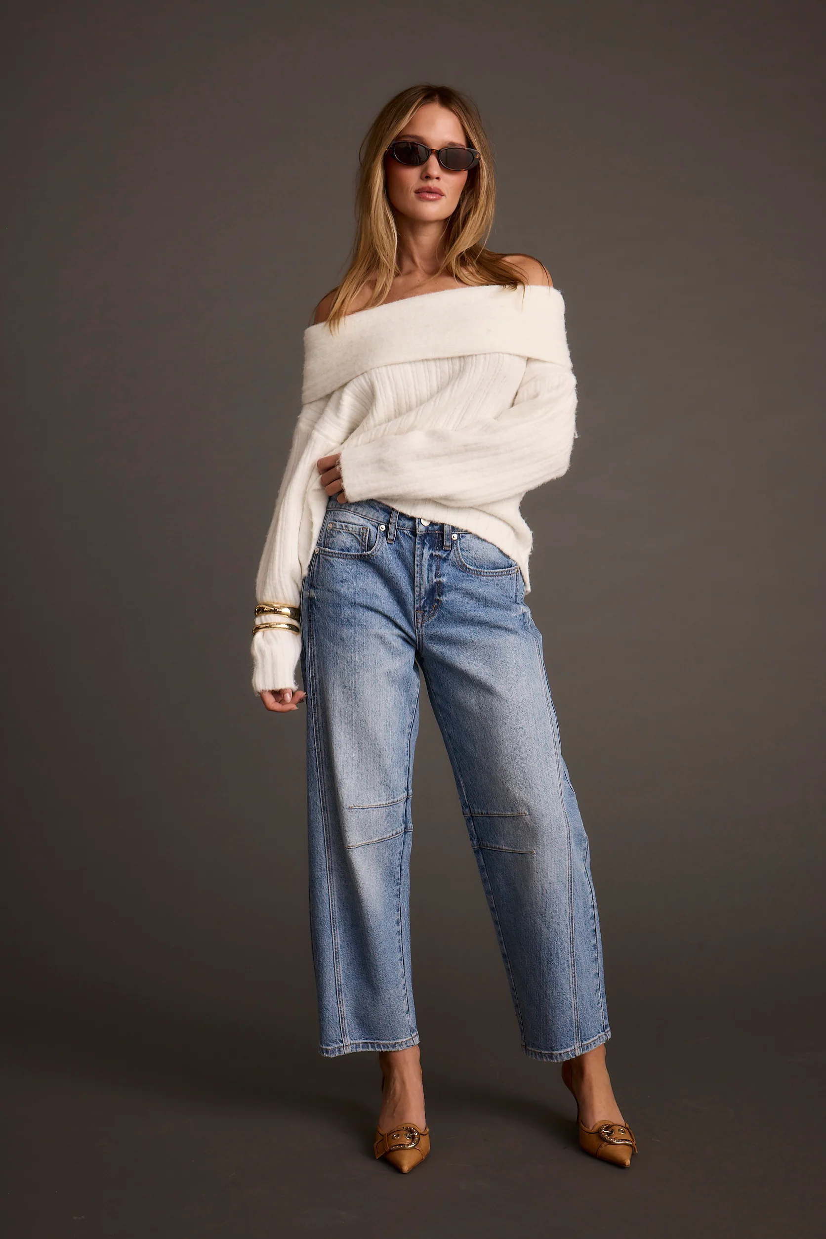 Pamela Ivory Off the Shoulder Sweater - Image 7