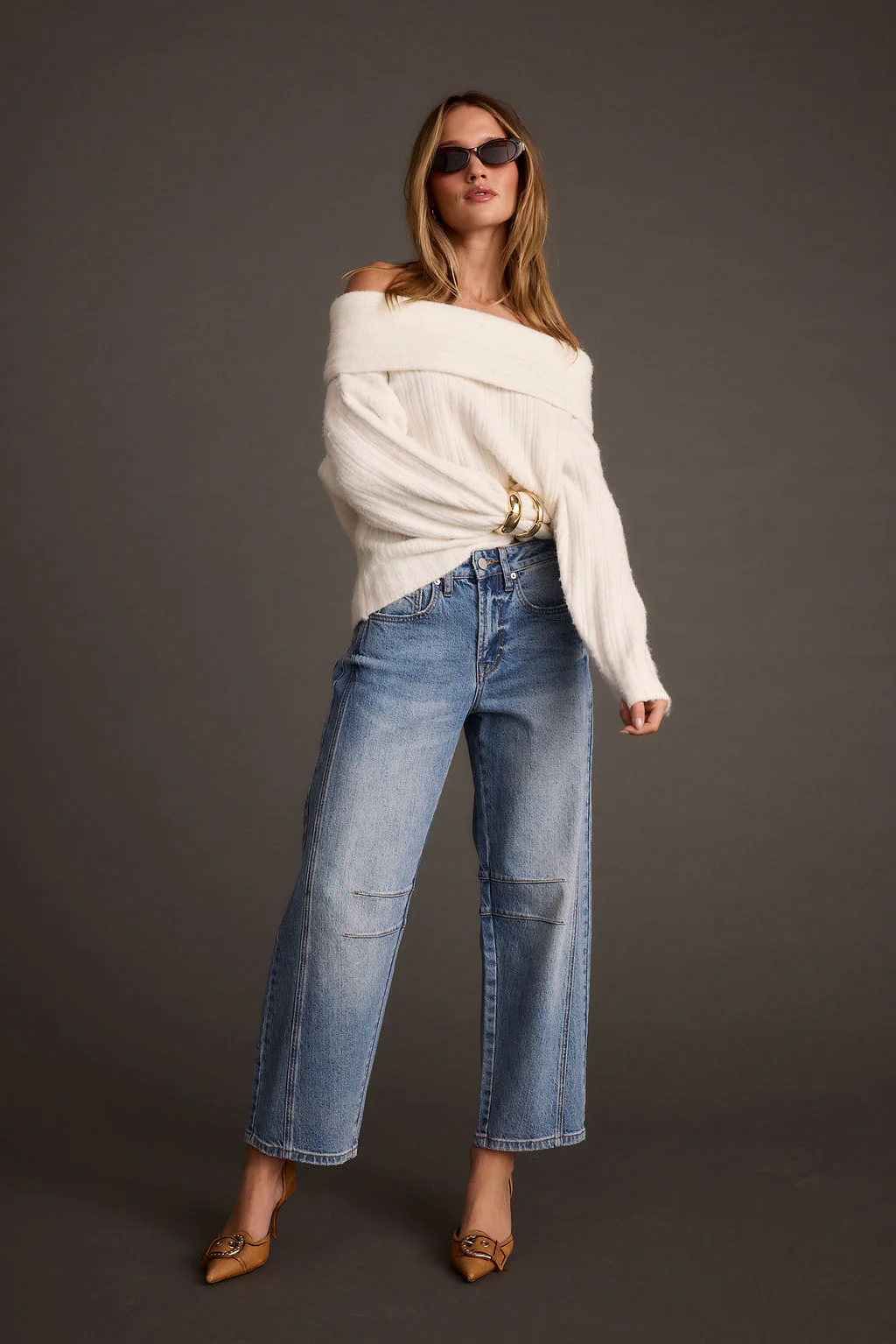 Pamela Ivory Off the Shoulder Sweater - Image 9