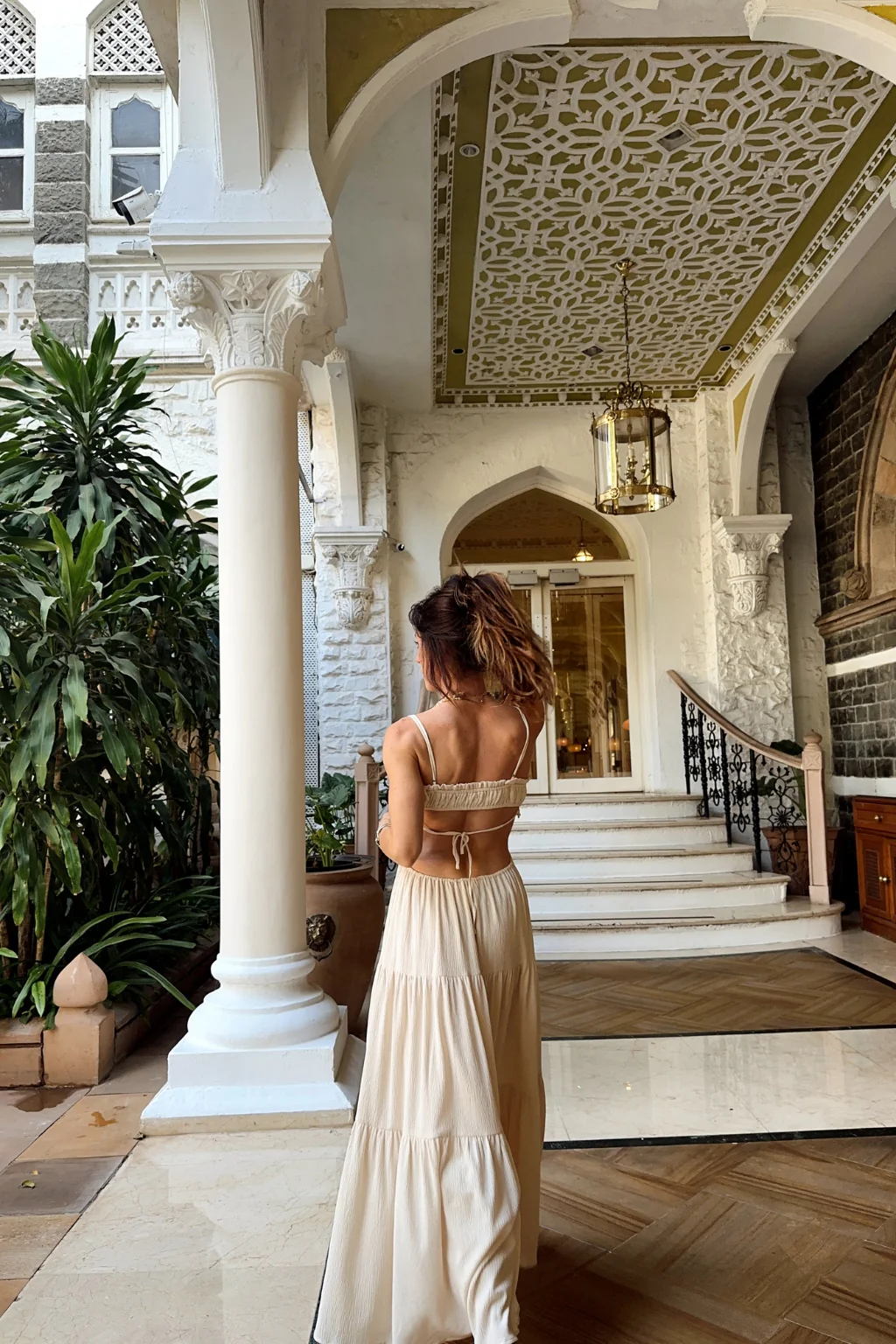 Paola Beige Boho Maxi Dress - Image 2