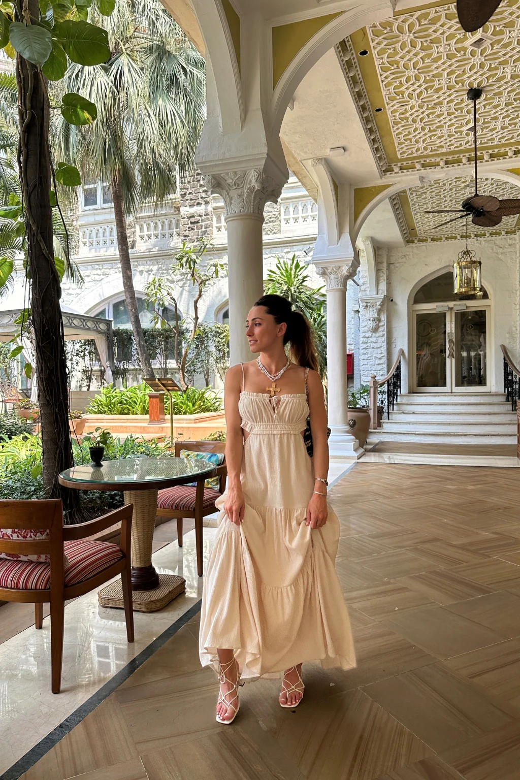 Paola Beige Boho Maxi Dress - Image 3