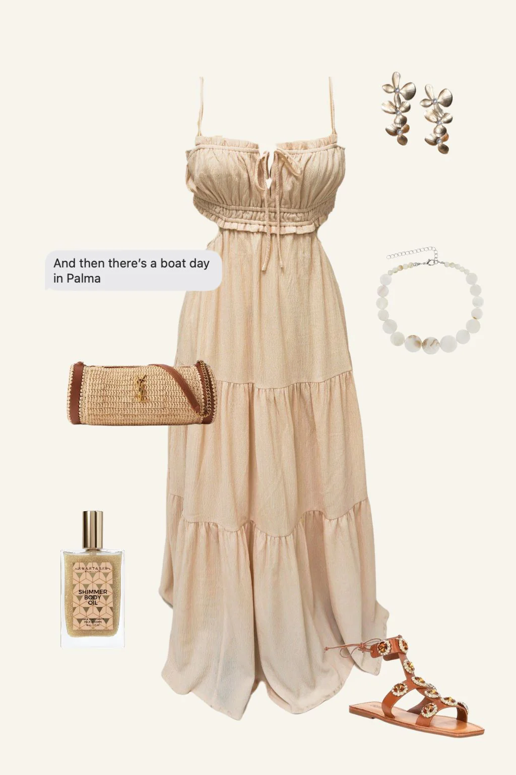 Paola Beige Boho Maxi Dress - Image 7