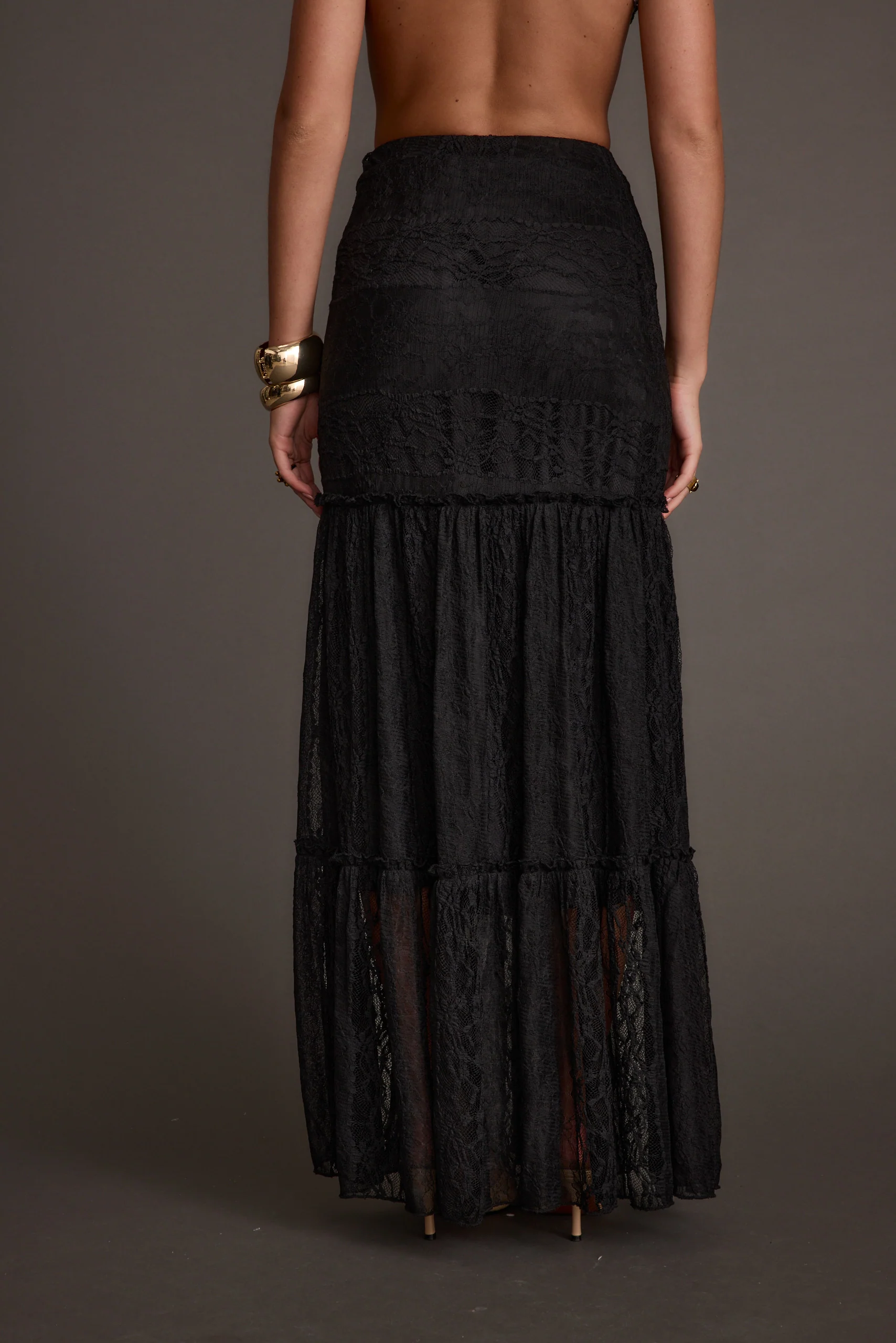 Poppy Black Lace Maxi Skirt - Image 2