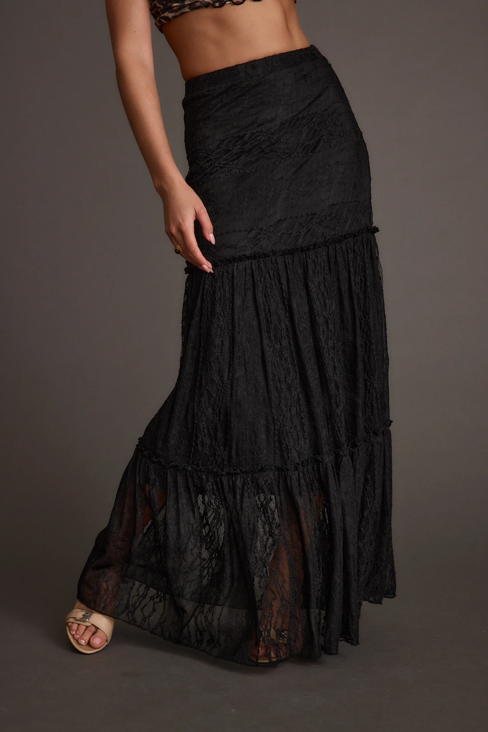 Poppy Black Lace Maxi Skirt - Image 4