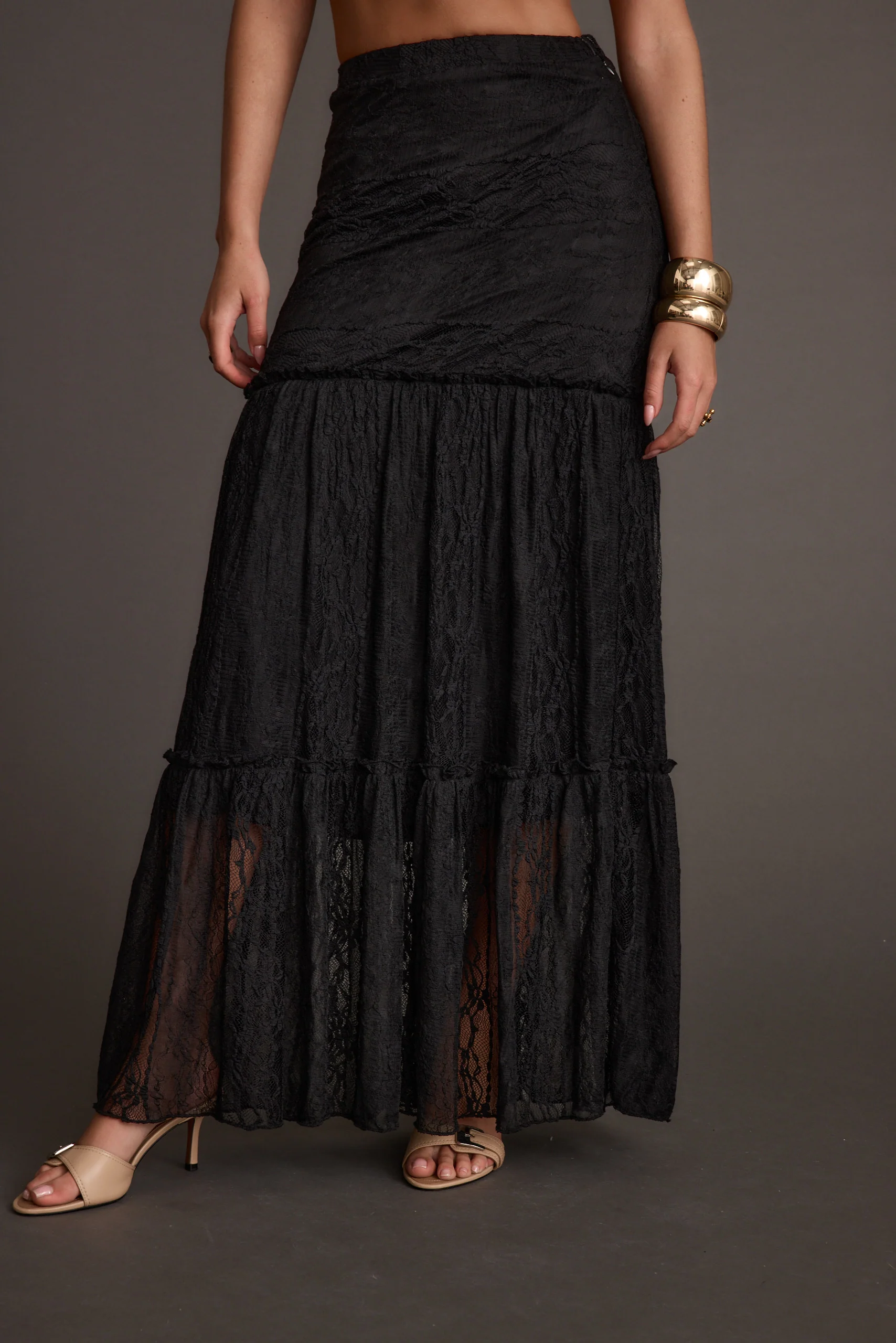 Poppy Black Lace Maxi Skirt - Image 5