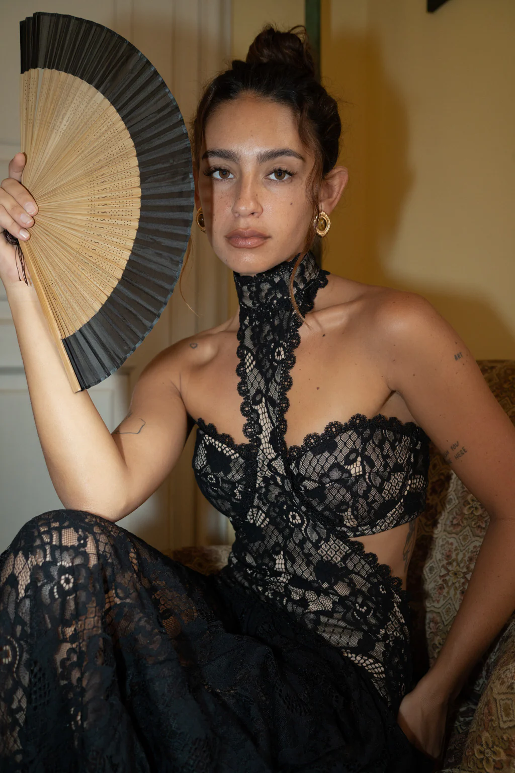 Princesa Black Lace Drop Waist Maxi Dress - Image 4