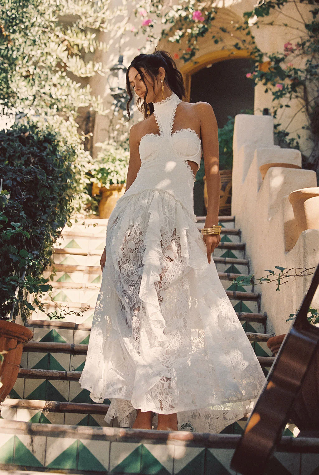 Princesa White Lace Drop Waist Maxi Dress - Image 5
