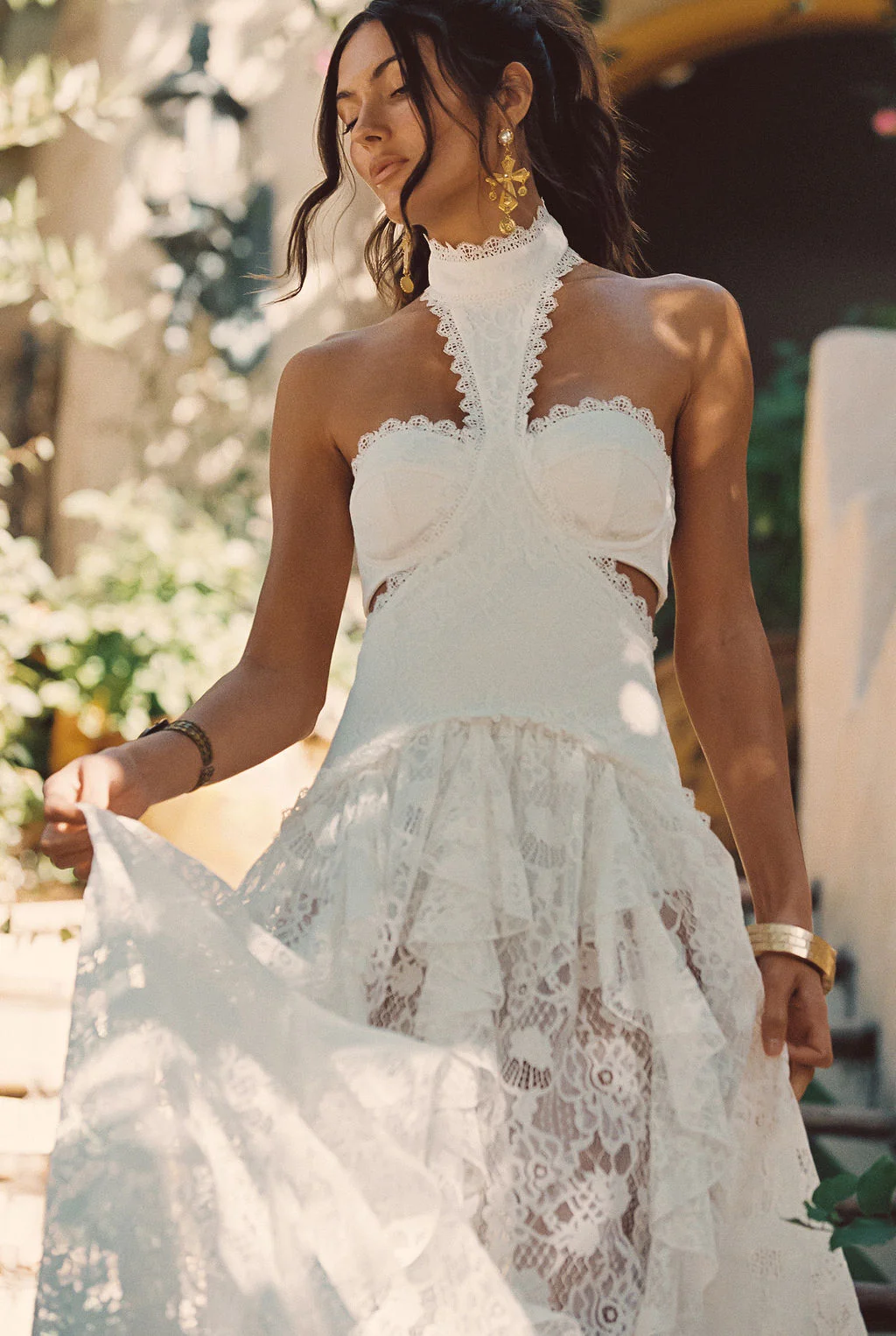 Princesa White Lace Drop Waist Maxi Dress - Image 6