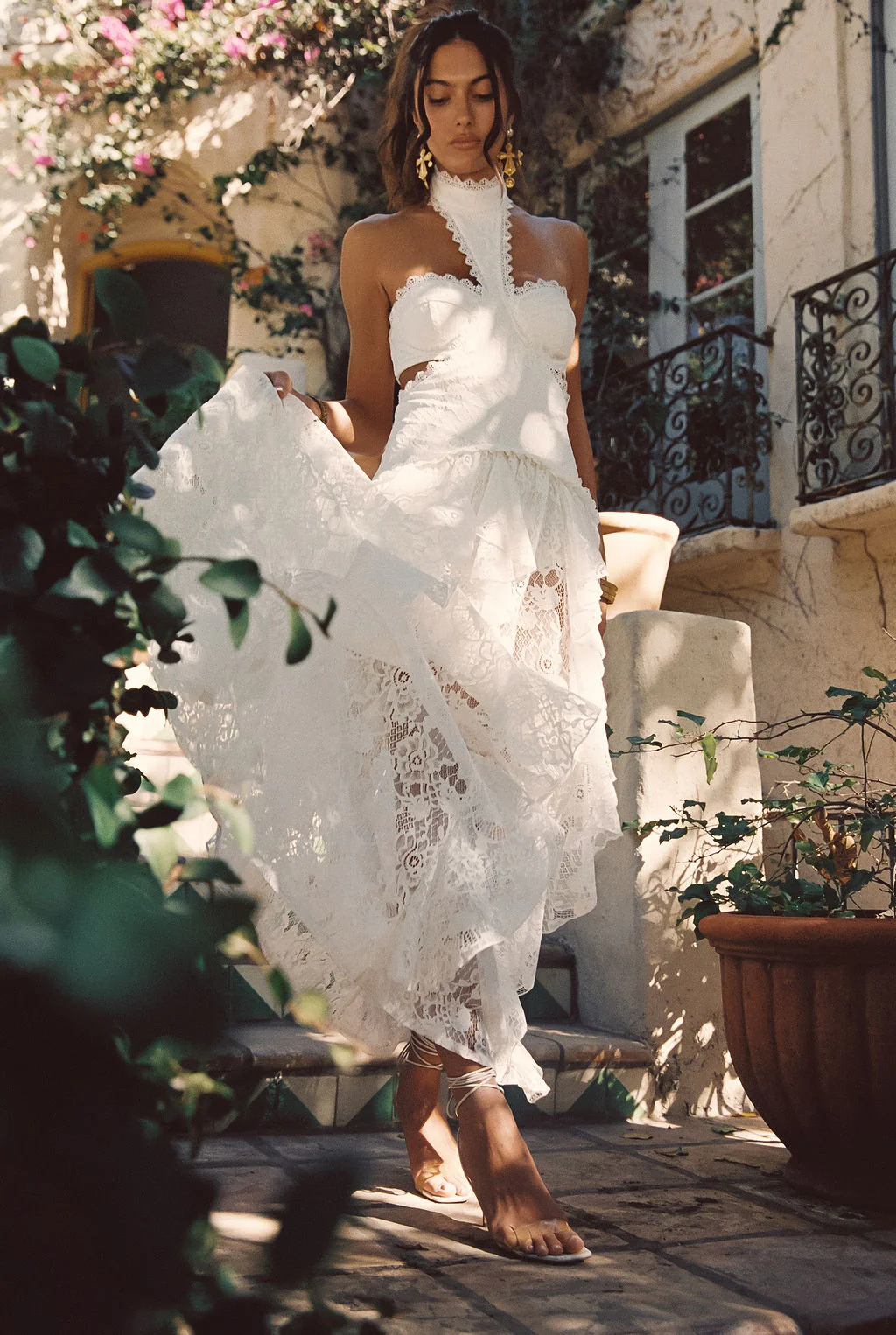 Princesa White Lace Drop Waist Maxi Dress - Image 8