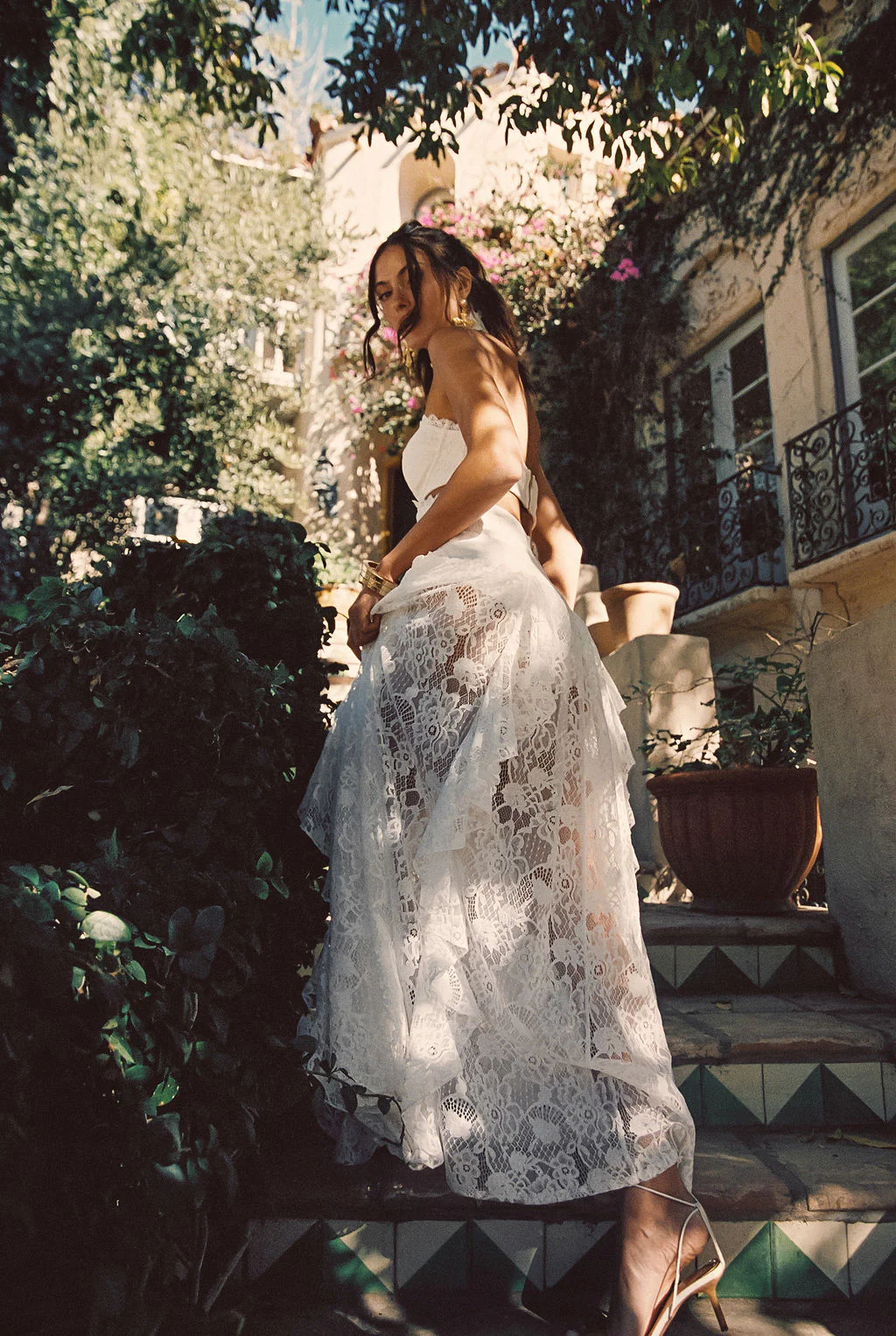 Princesa White Lace Drop Waist Maxi Dress - Image 9