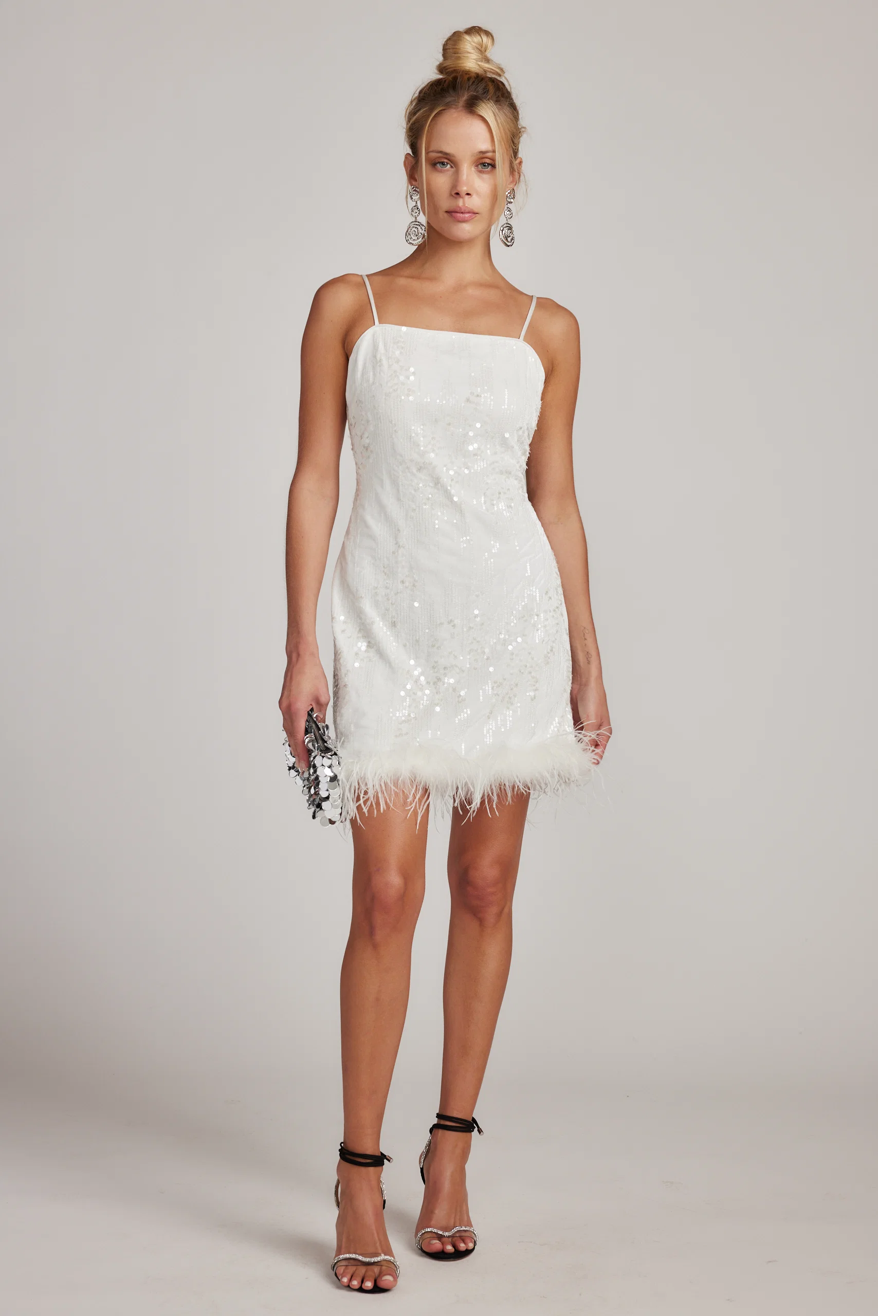 Priscilla Sequin Mini Dress with Feather Trim - Image 5