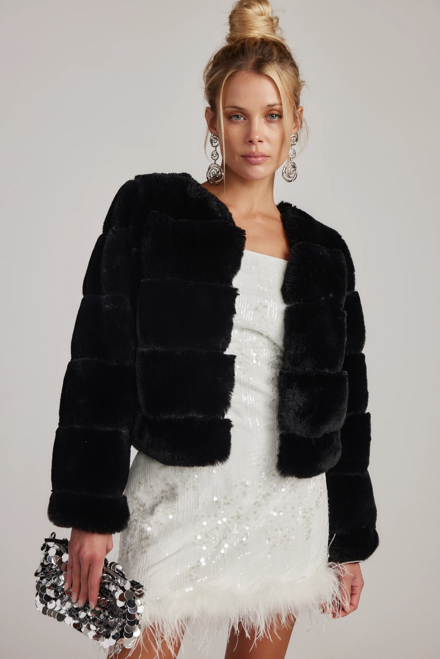 Priscilla Sequin Mini Dress with Feather Trim - Image 7