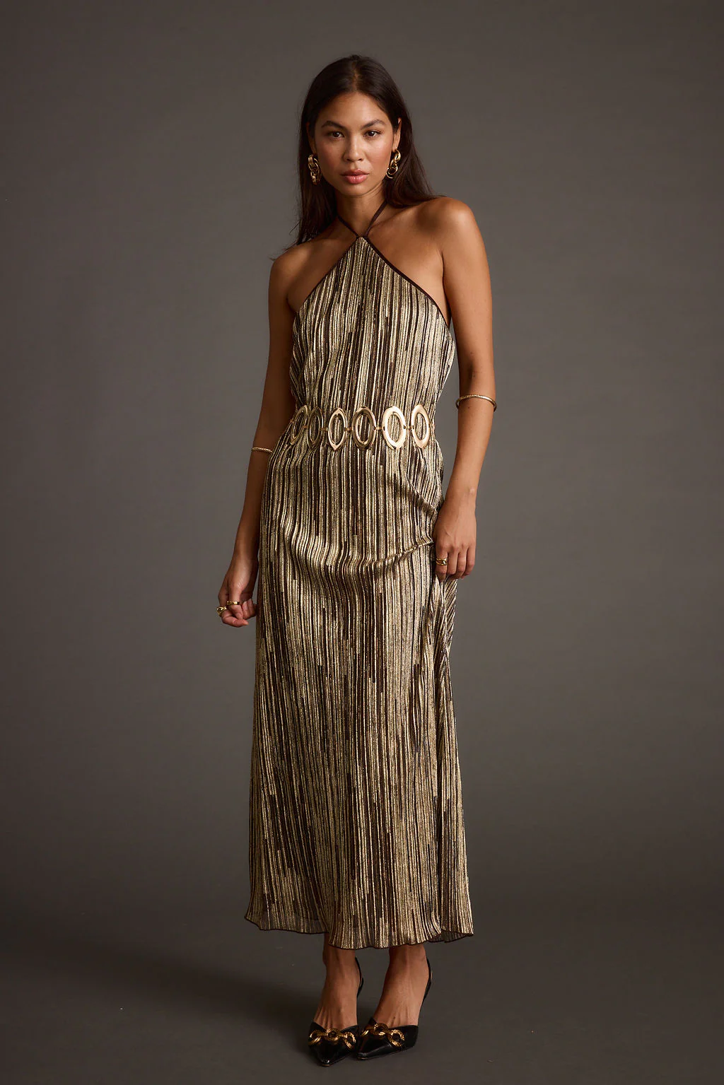 Prism Metallic Halter Maxi Dress - Image 10