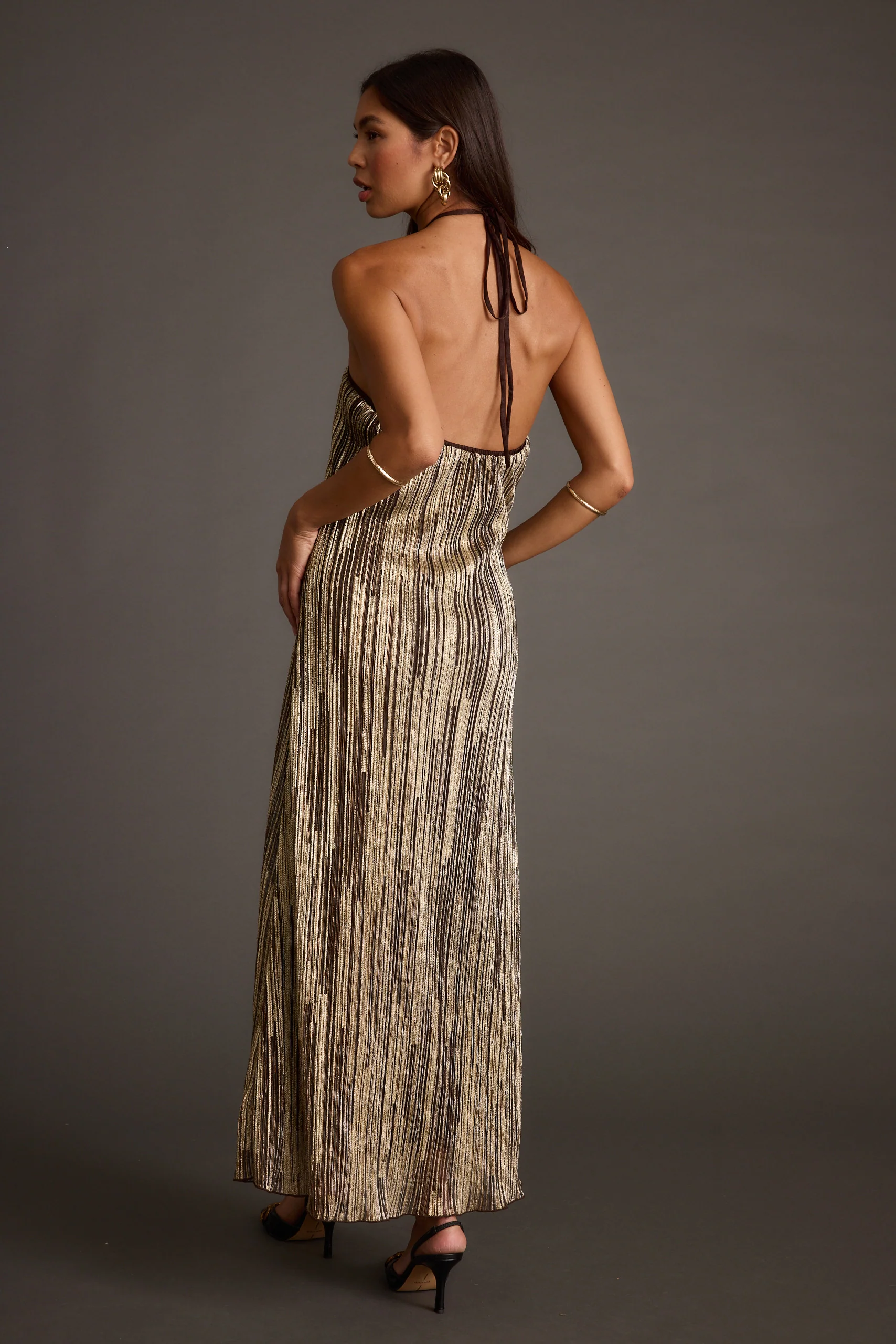 Prism Metallic Halter Maxi Dress - Image 2