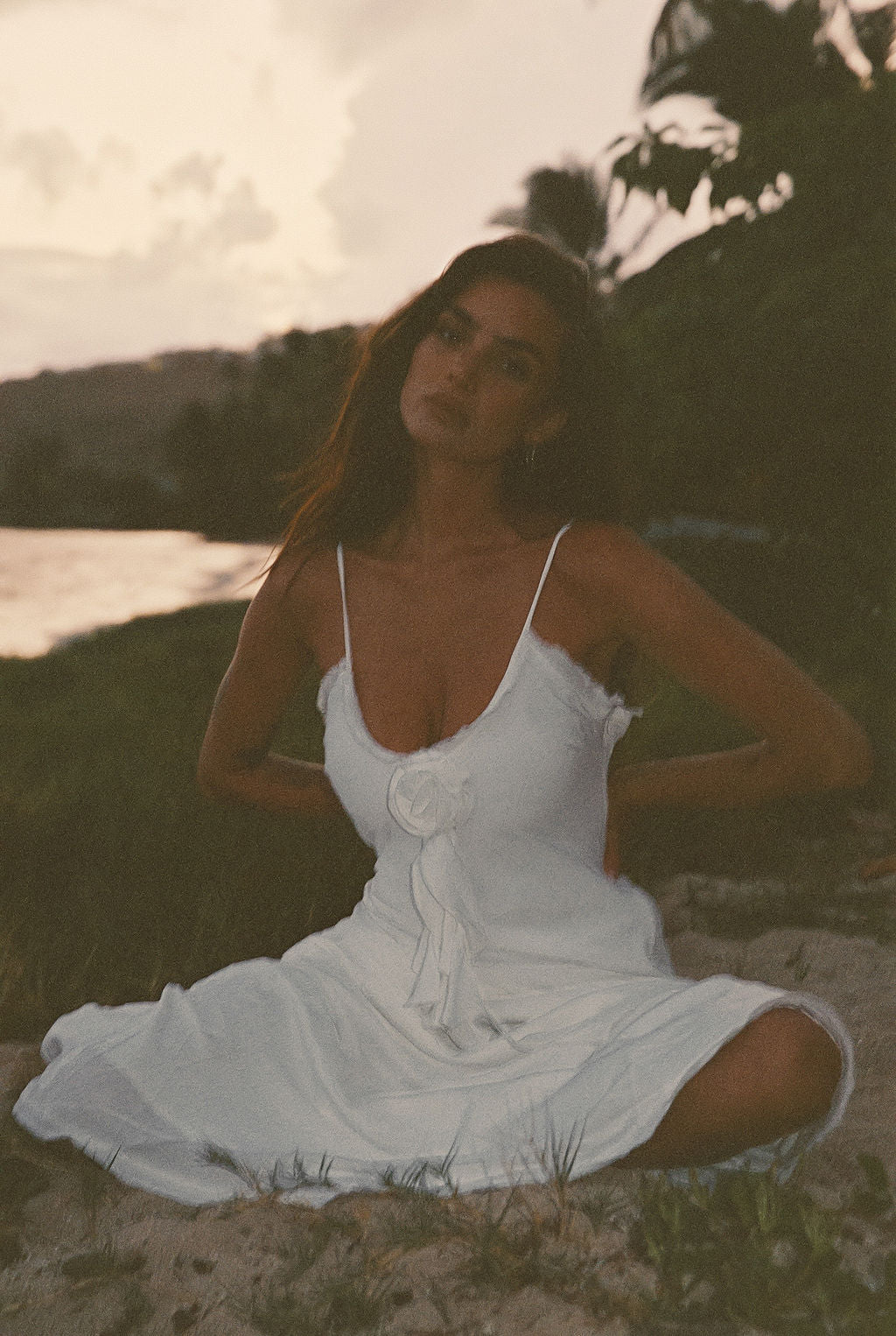 Prosecco White Rosette Frill Maxi Dress - Image 3