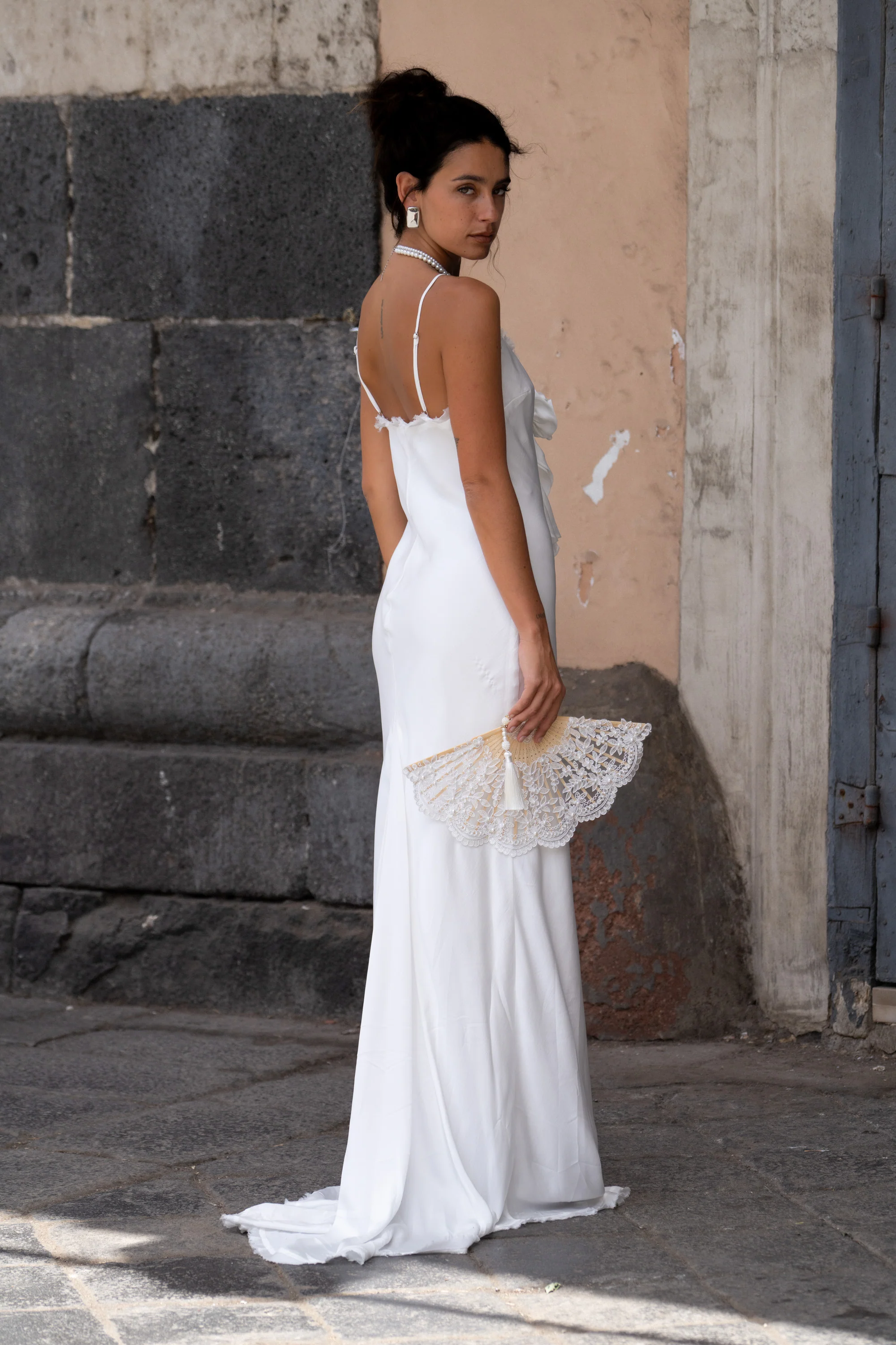 Prosecco White Rosette Frill Maxi Dress - Image 4