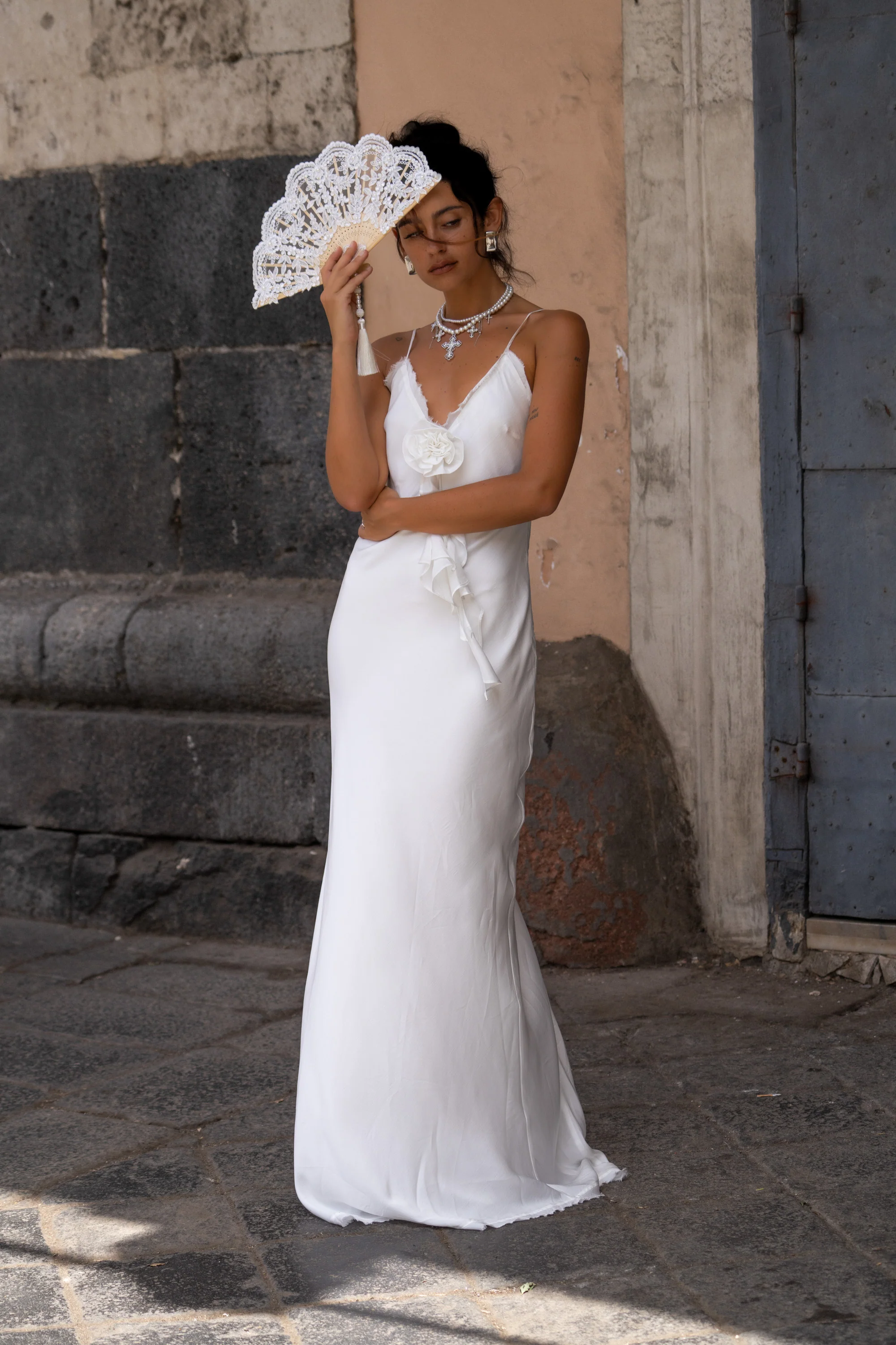 Prosecco White Rosette Frill Maxi Dress - Image 7