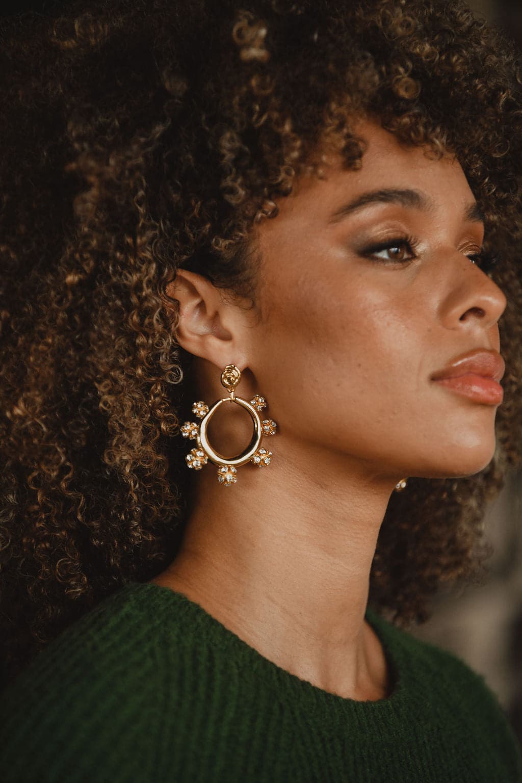 Rae Gold Rhinestone Statement Earrings - Image 3