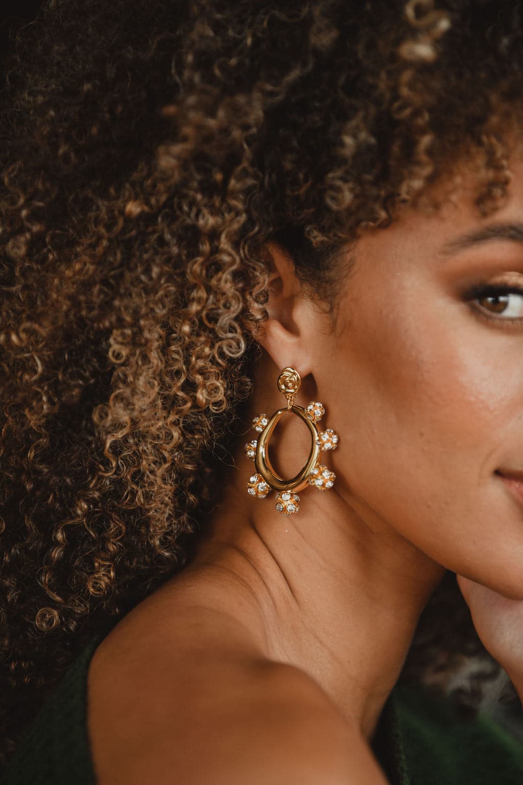 Rae Gold Rhinestone Statement Earrings - Image 7