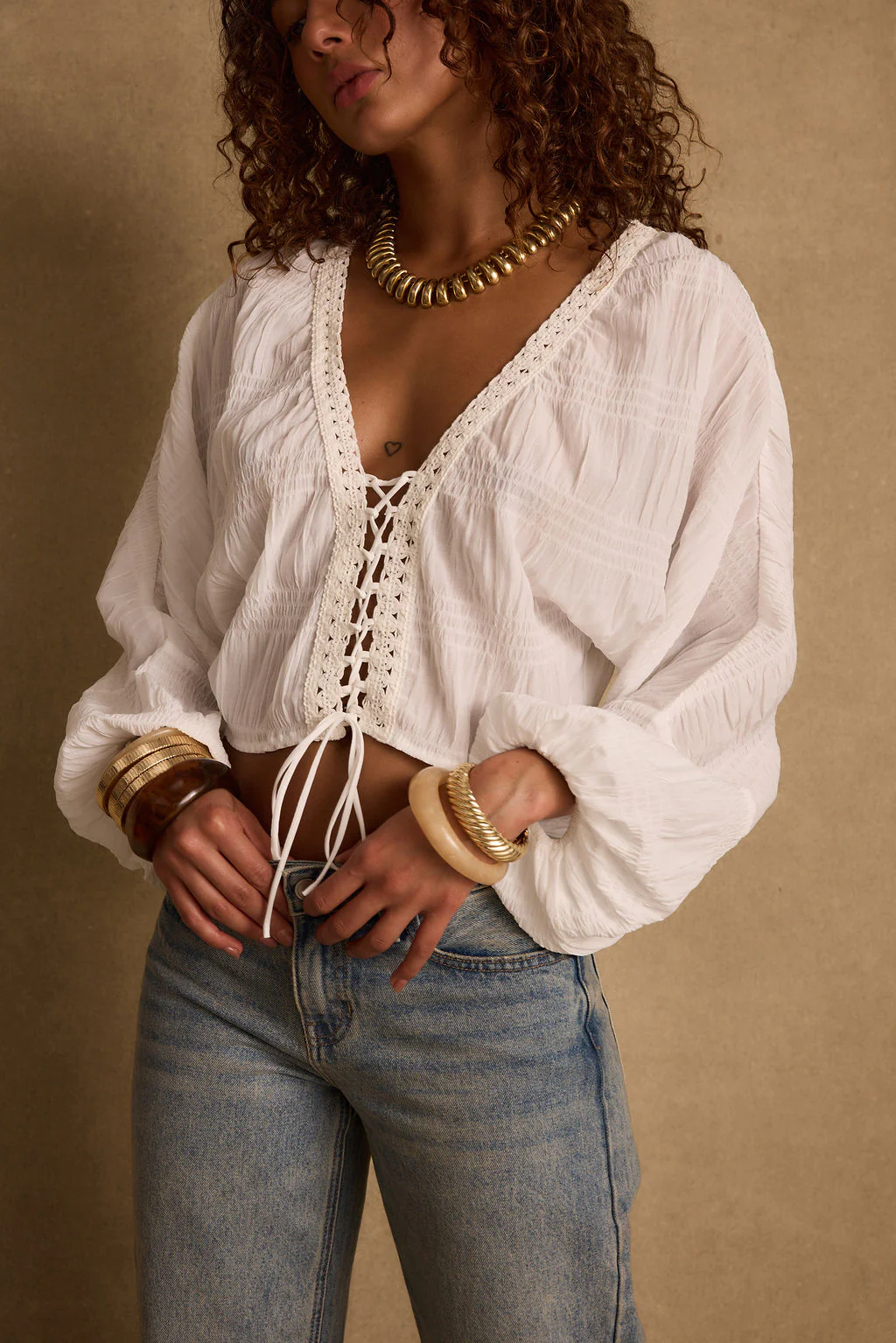 Rainey White Lace Up Top - Image 7